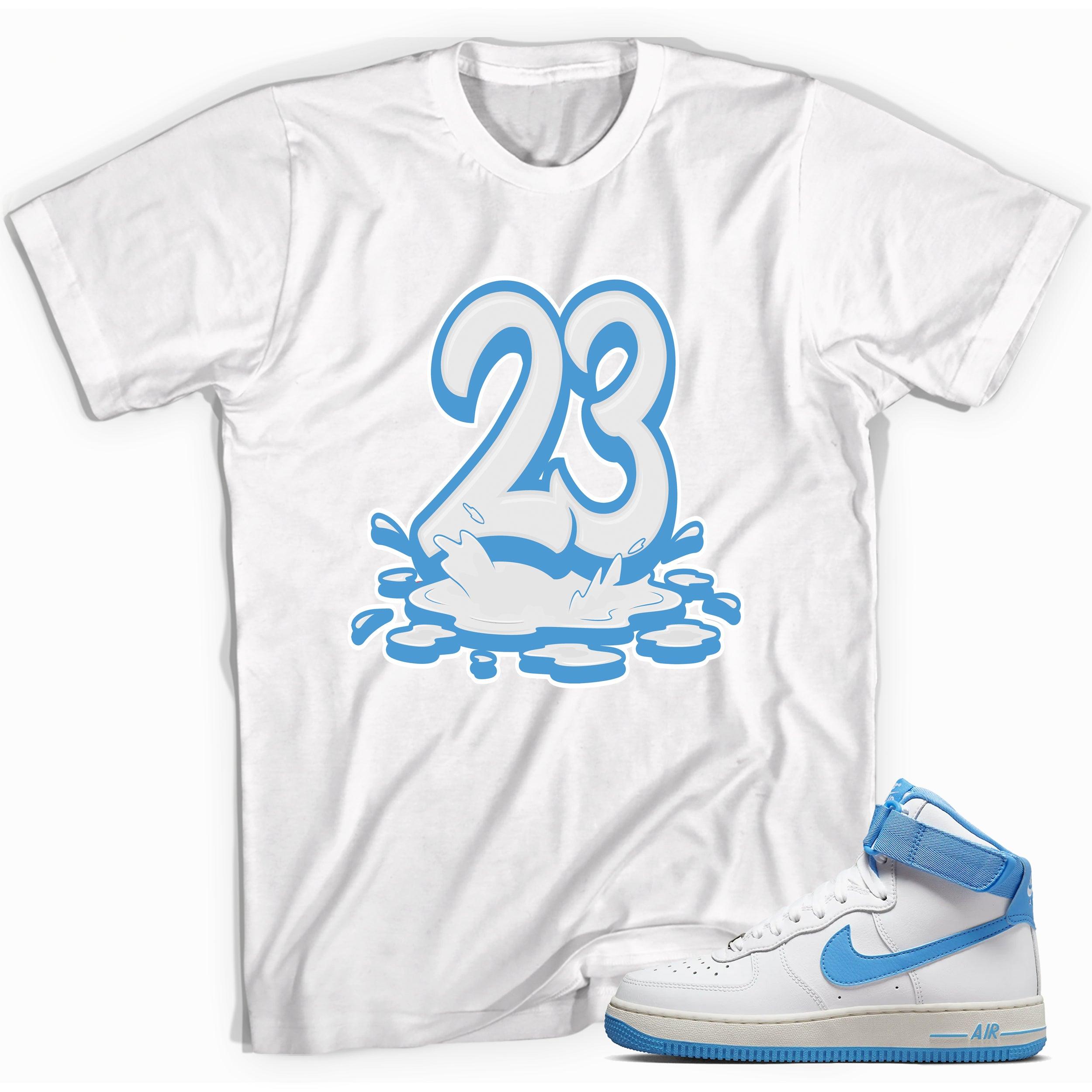 23 Melting Shirt Nike Air Force 1 High White University Blue Sneakers photo