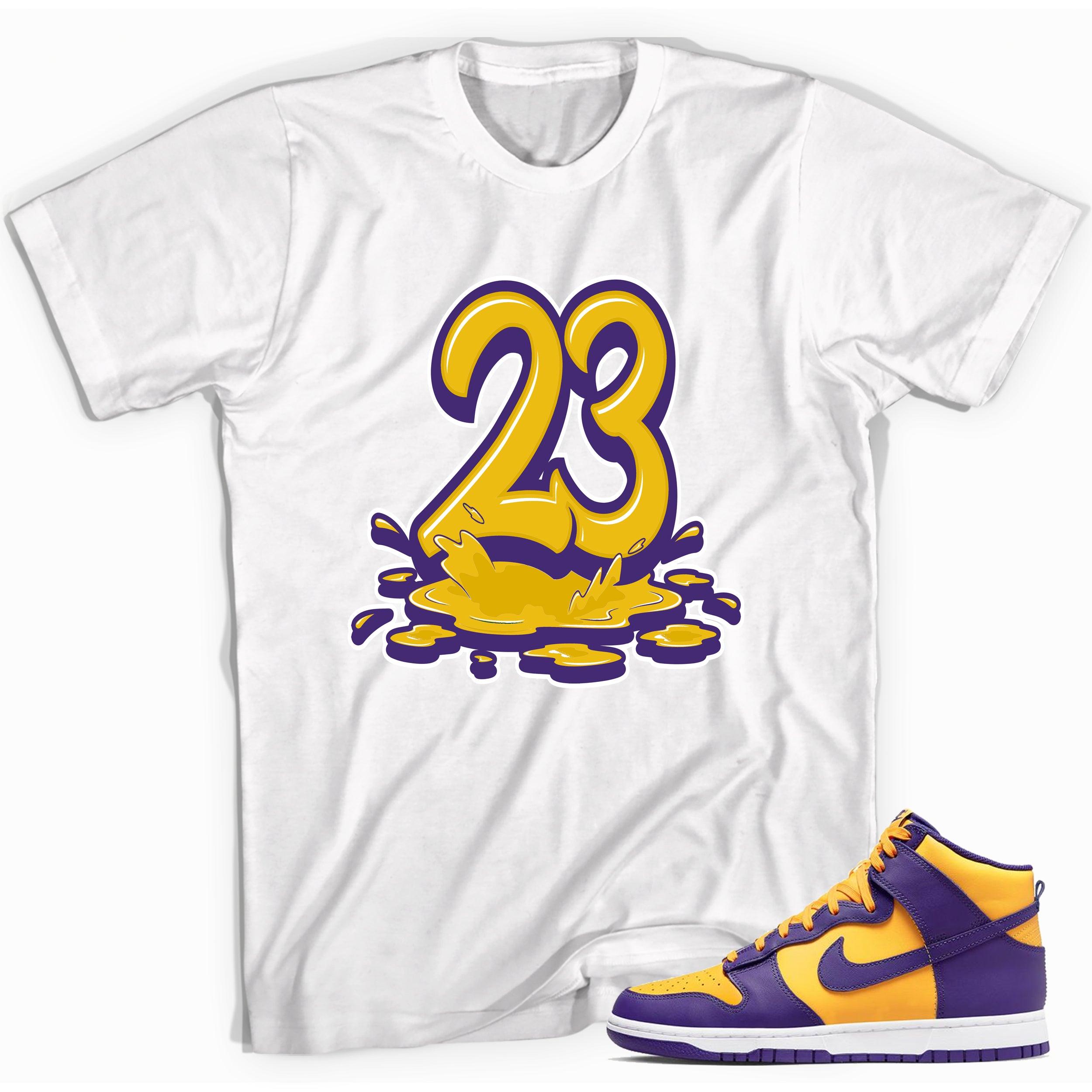 Number 23 Melting Shirt Nike Dunk High Lakers photo
