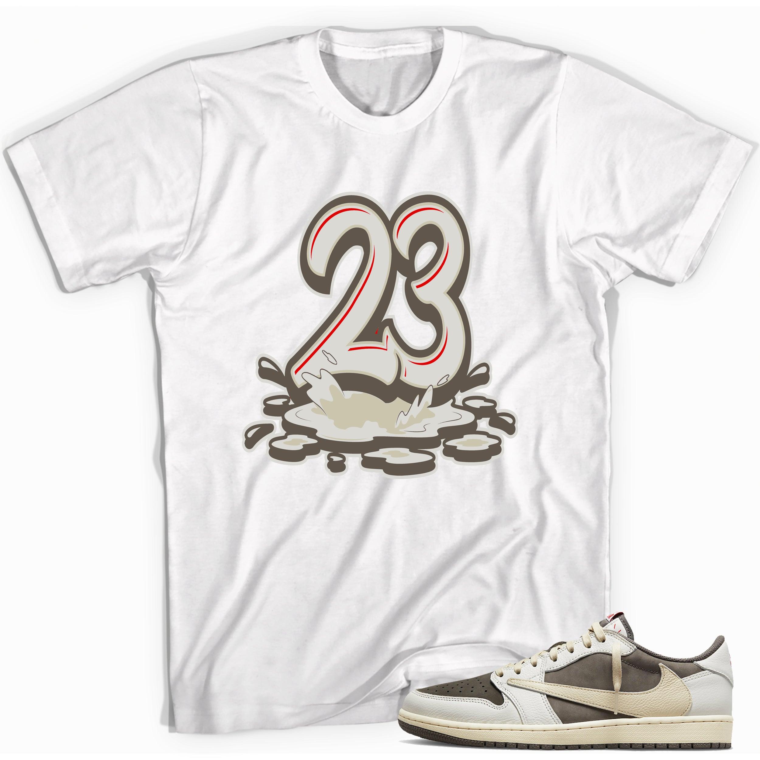 Number 23 Melting Shirt Travis Scott Air Jordan 1 Low Reverse Mocha photo