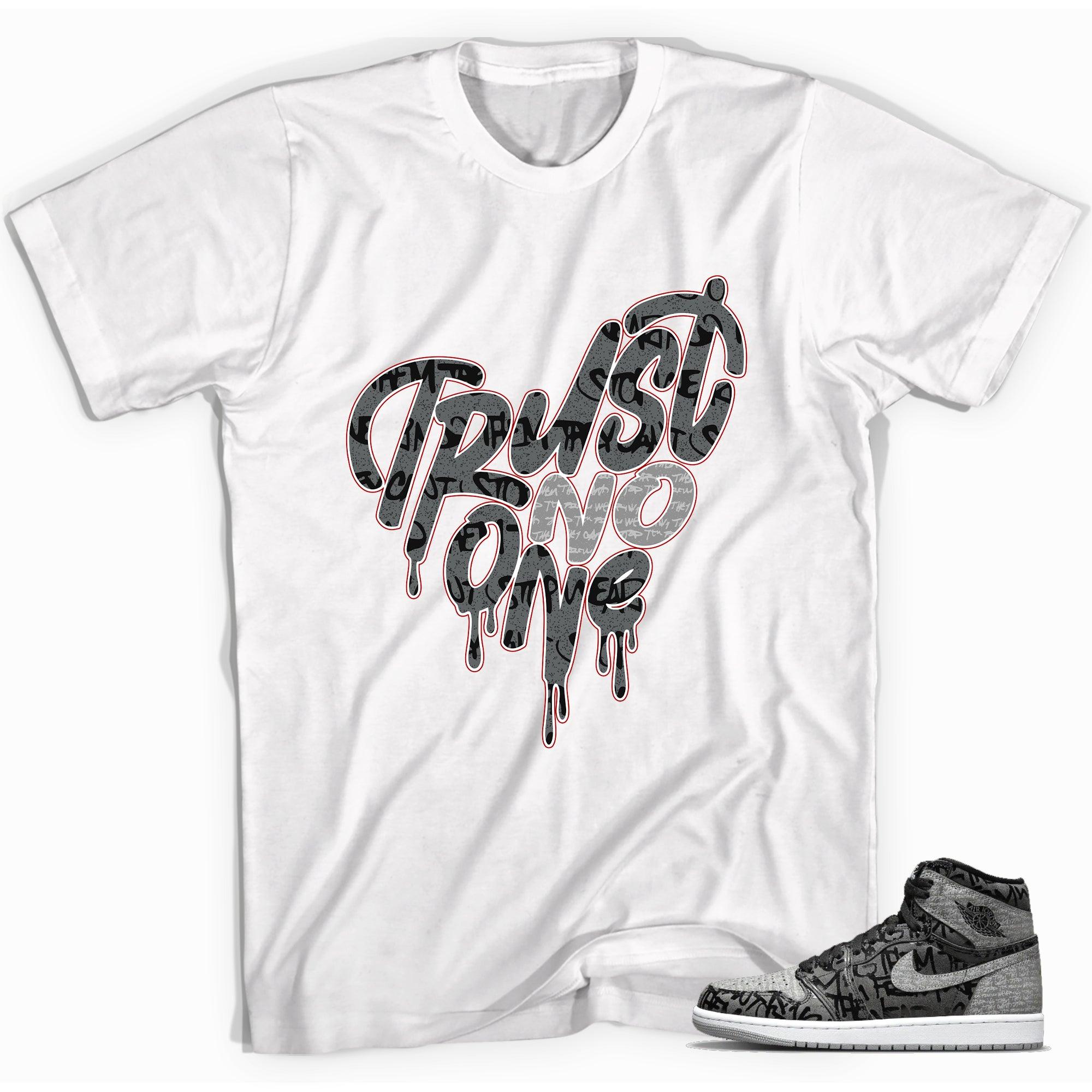 Trust No One Heart Shirt Jordan 1s High OG Rebellionaire photo