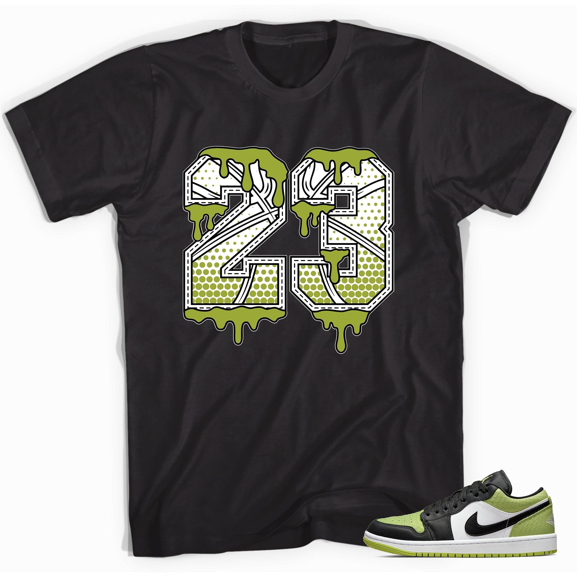 Black 23 Drip Shirt Jordan 1s Low Snakeskin Vivid Green photo