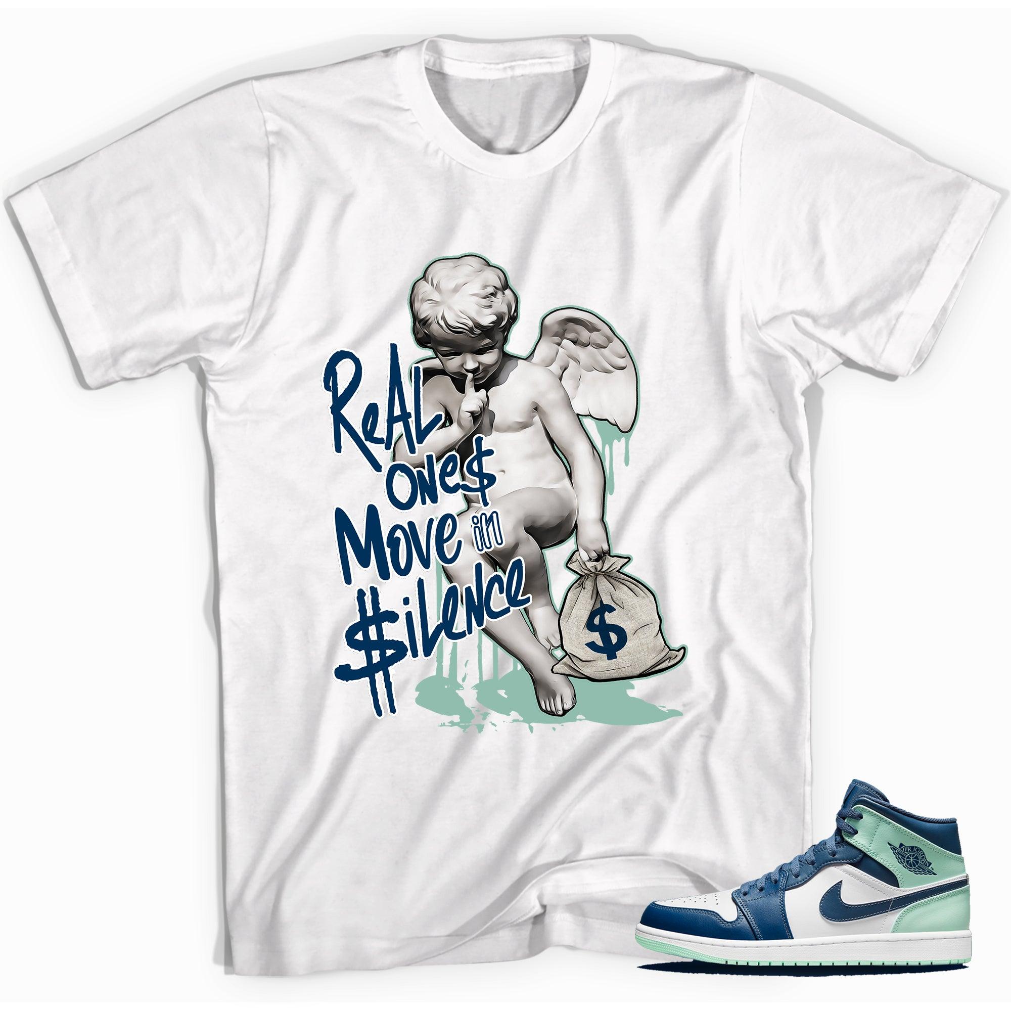 Real Ones Move In Silence Shirt AJ 1 Mid Mystic Navy Mint Foam photo