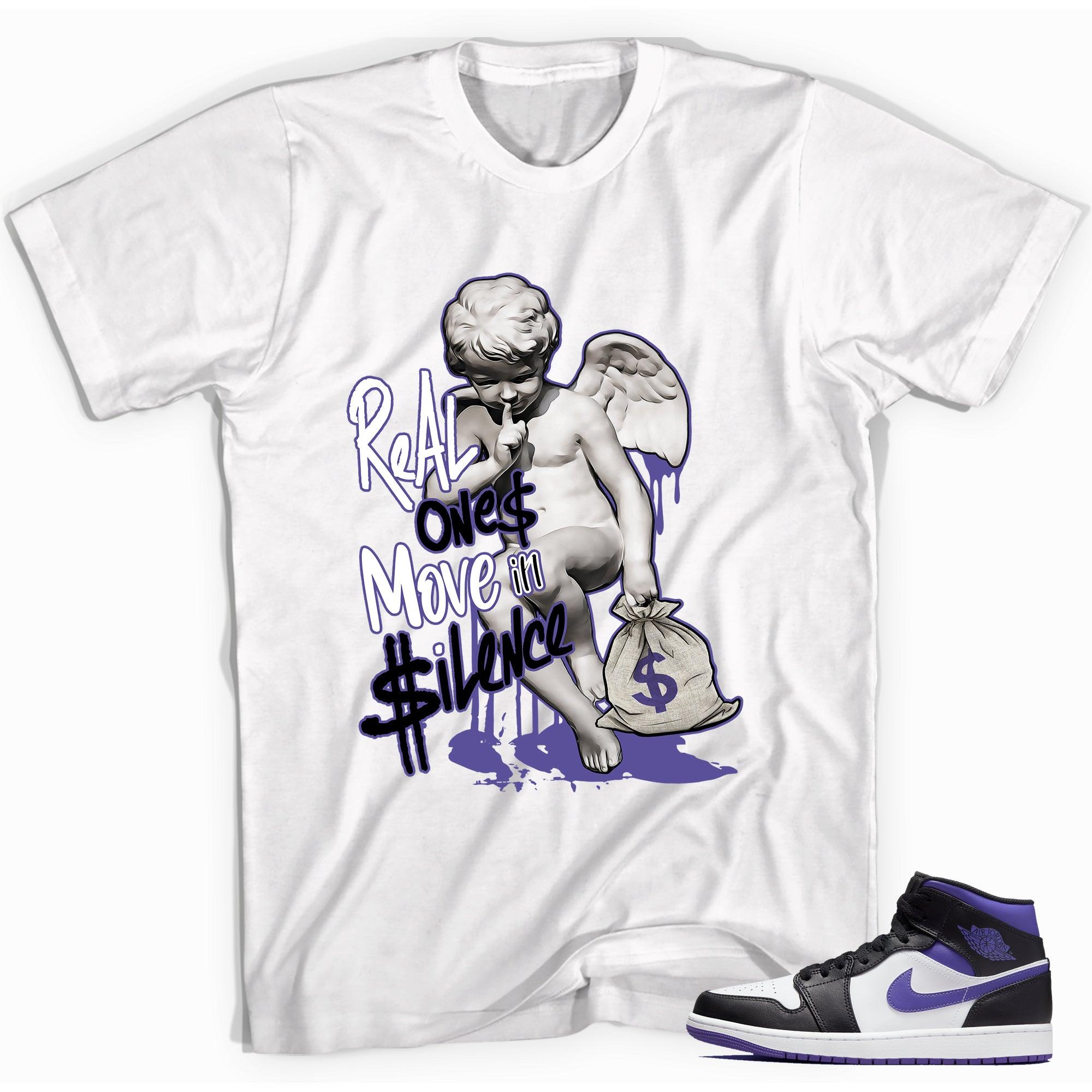 Real Ones Sneaker Tee Jordan 1s Mid White Black Purple photo