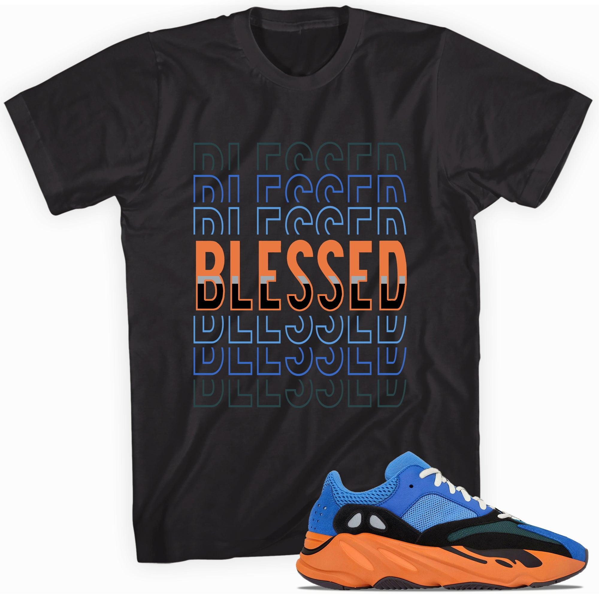 Black Blessed Shirt Yeezy Boost 700 Bright Blue photo