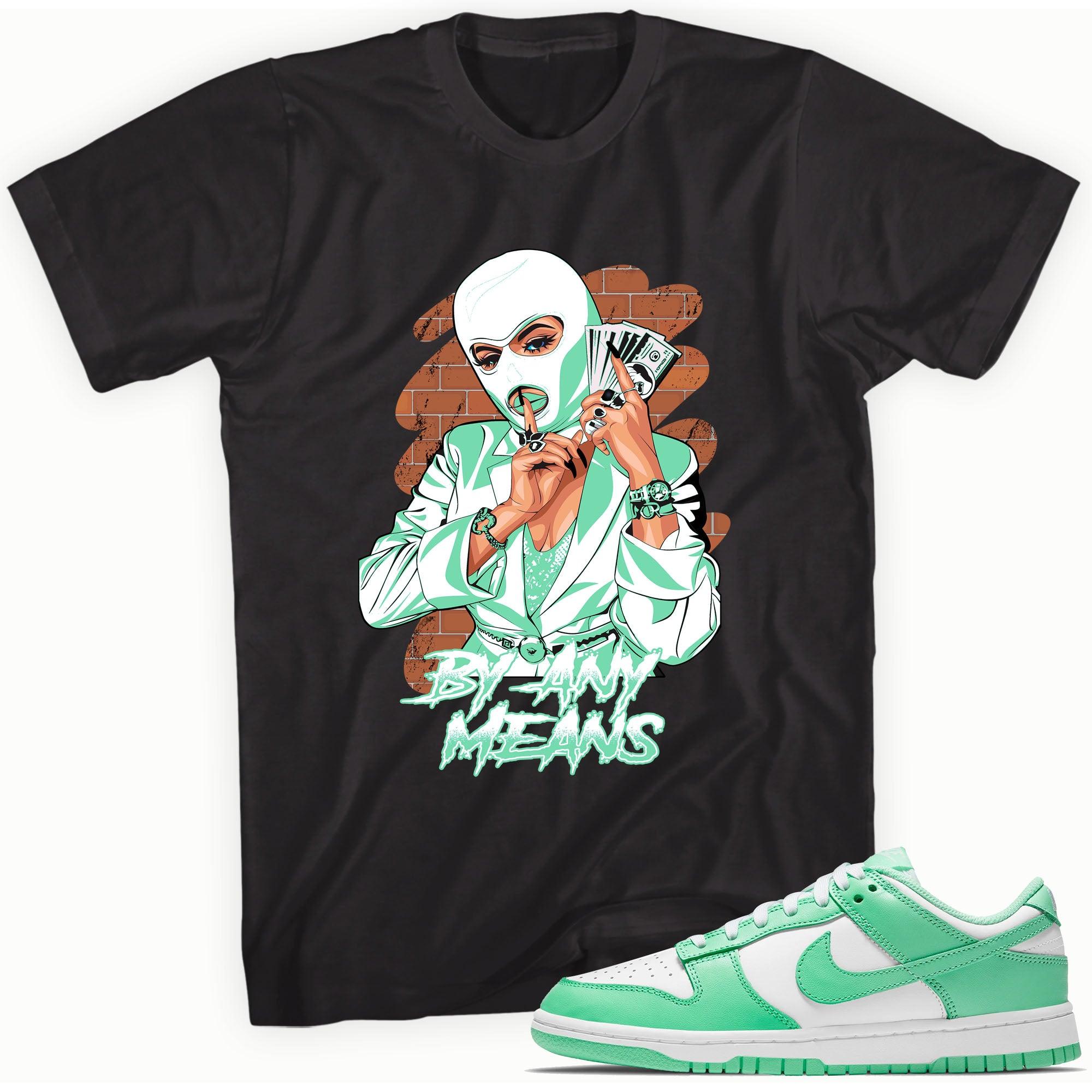 By Any Means Sneaker Tee Nike Dunk Low Green Glow photo