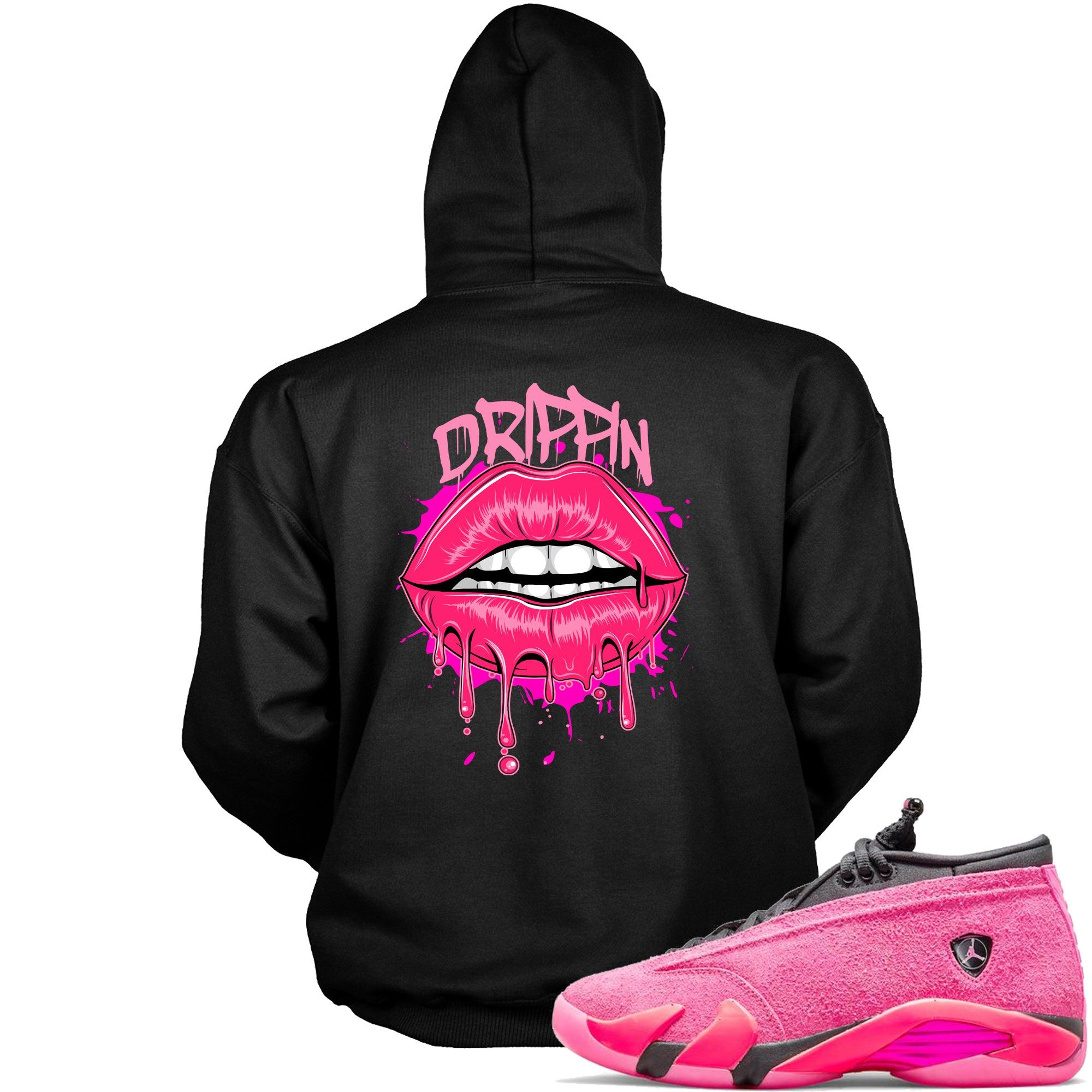 Black Drippin Hoodie Jordan 14s Low Shocking Pink photo