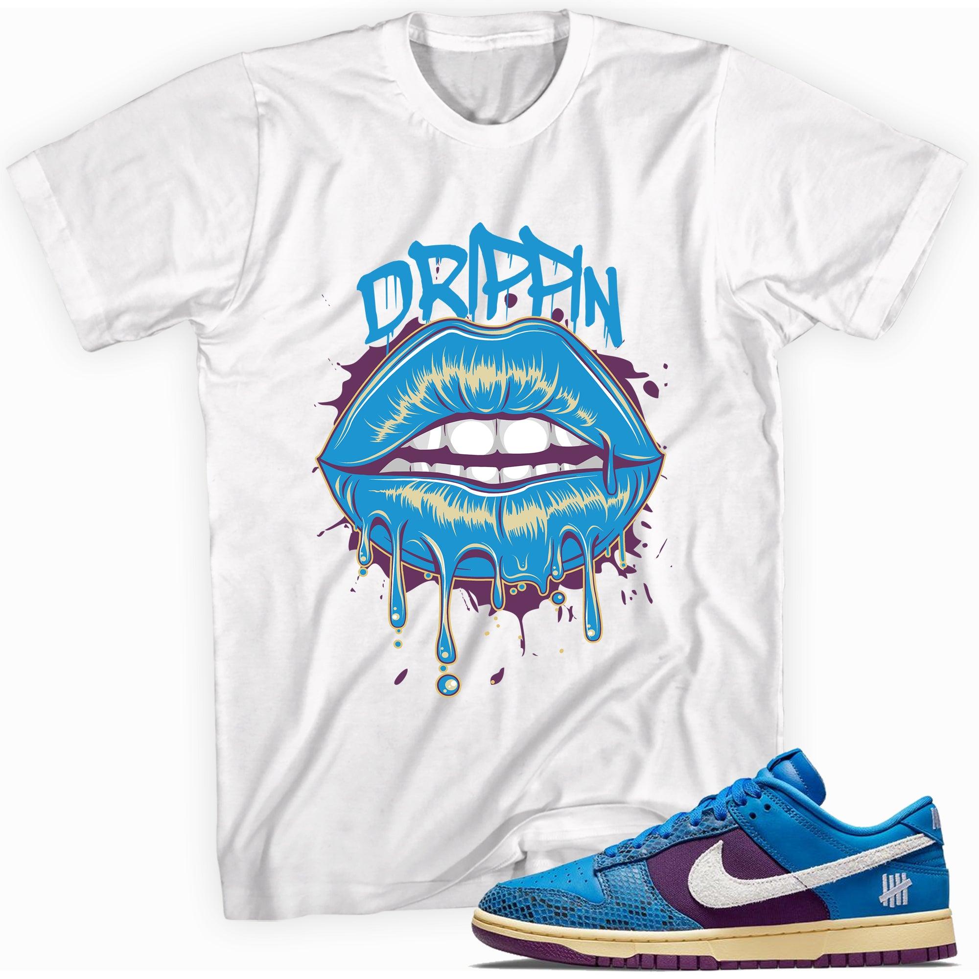 White Drippin Lips Shirt Nike Dunks Low Undefeated 5 On It Dunk vs AF1 photo
