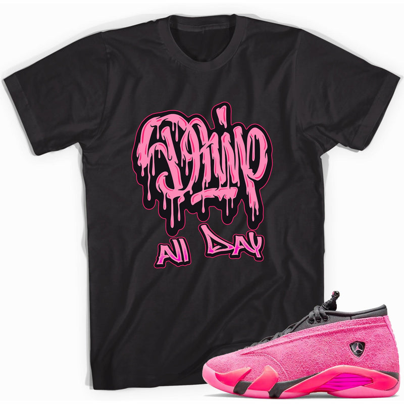 Black Drip All Day Shirt AJ 14s Low Shocking Pink photo
