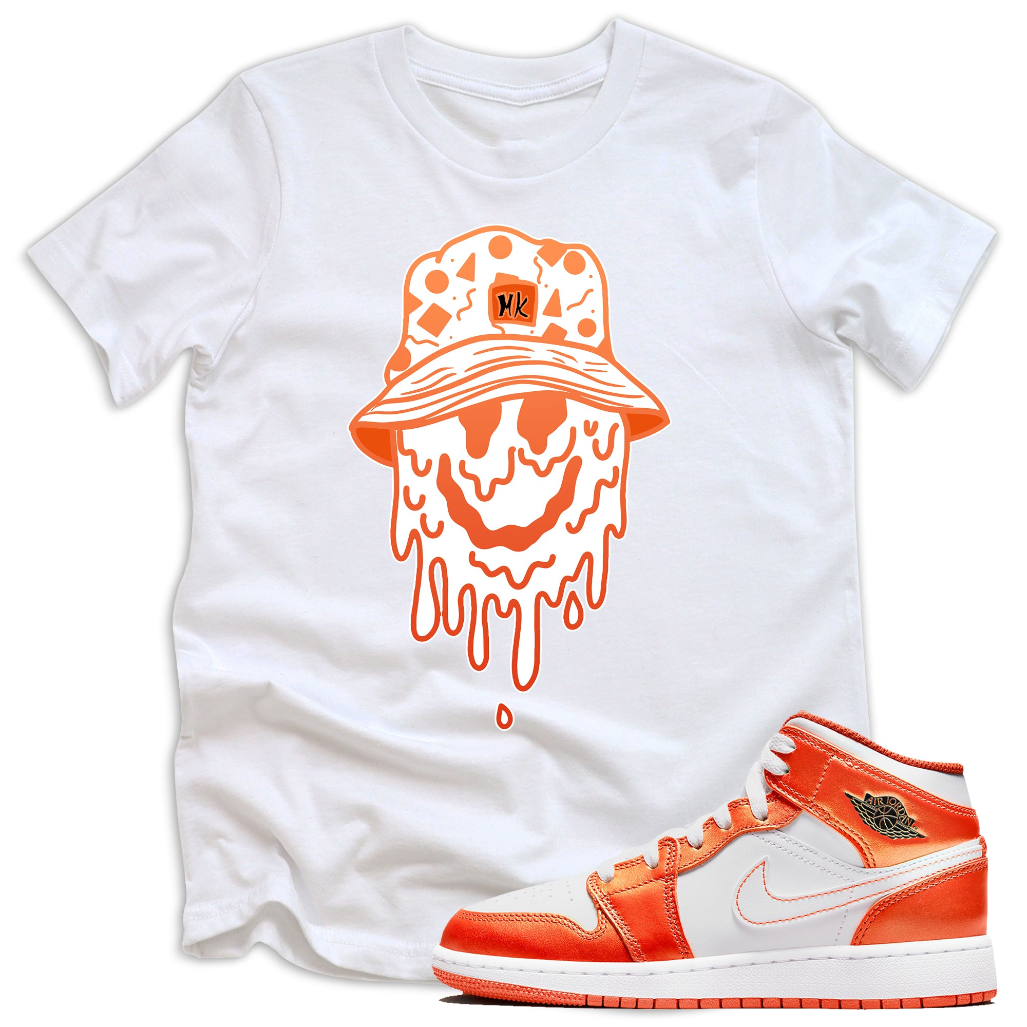 kids Drippy Dude Shirt AJ 1s Mid Metallic Orange photo