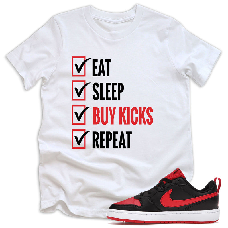 kids Eat Sleep Kicks Shirt Nike Court Borough Low 2 University Red photo