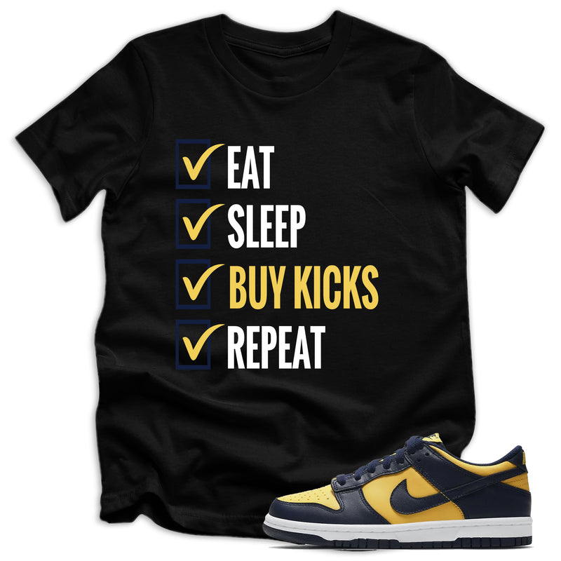 youth Eat Sleep Kids Shirt Nike Dunk Low Michigan photo