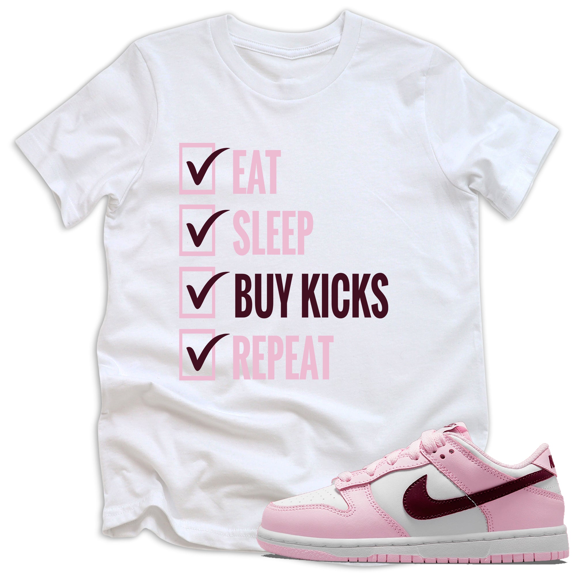 Nike Dunk Low Pink Red White (GS) Kids Shirt - Eat Sleep Kicks