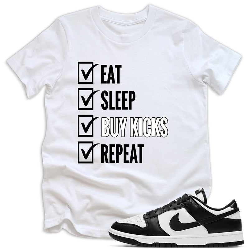 Eat Sleep Kicks Shirt Nike Dunk Low Retro White Black photo
