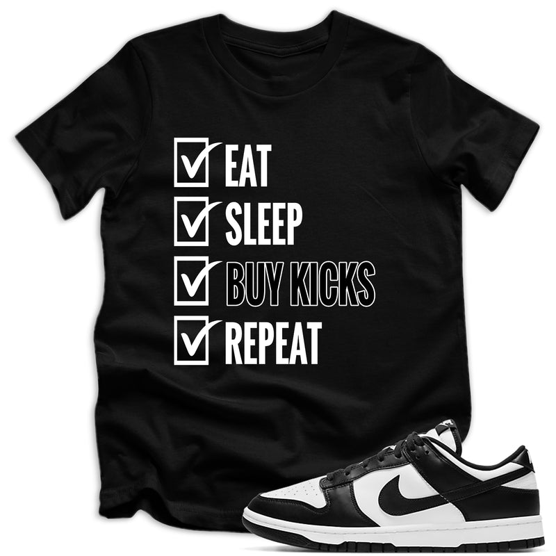 kids Eat Sleep Kicks Shirt Nike Dunk Low Retro White Black photo