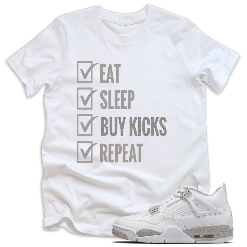 Eat Sleep Kicks Shirt AJ 4 Retro White Oreo photo