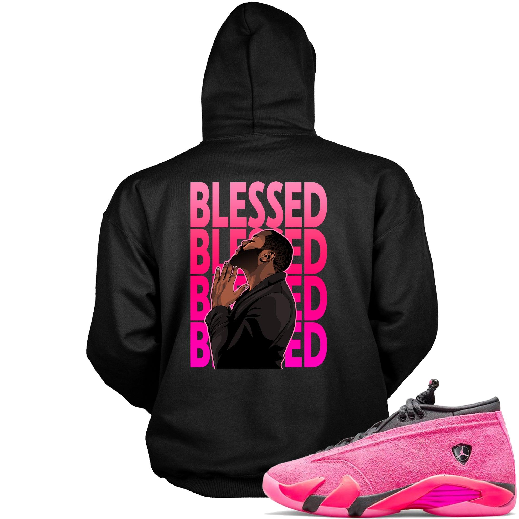God Blessed Hoodie AJ 14 Low Shocking Pink Sneakers photo