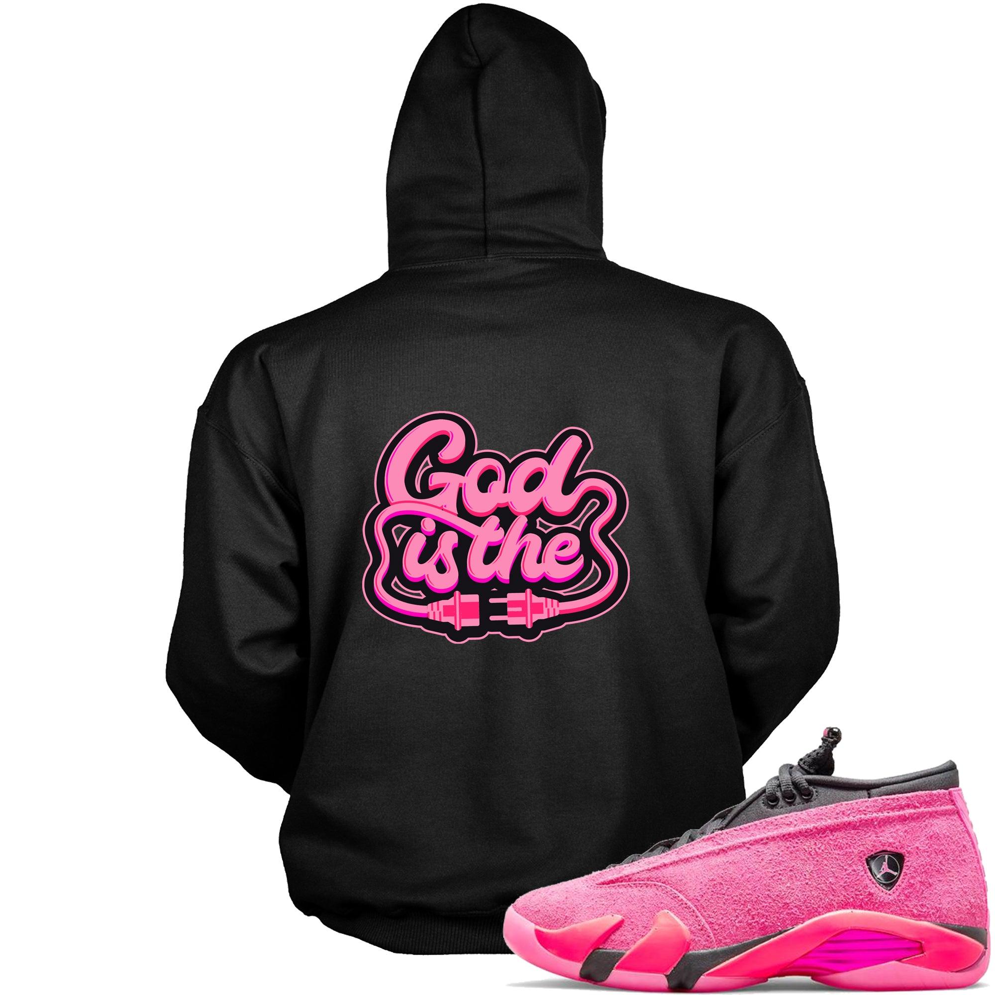 Black God Is Hoodie AJ 14 Low Shocking Pink photo
