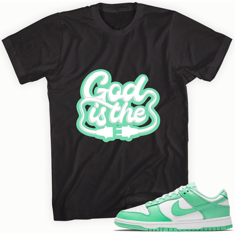 Black God Is The Shirt Nike Dunk Low Green Glow photo