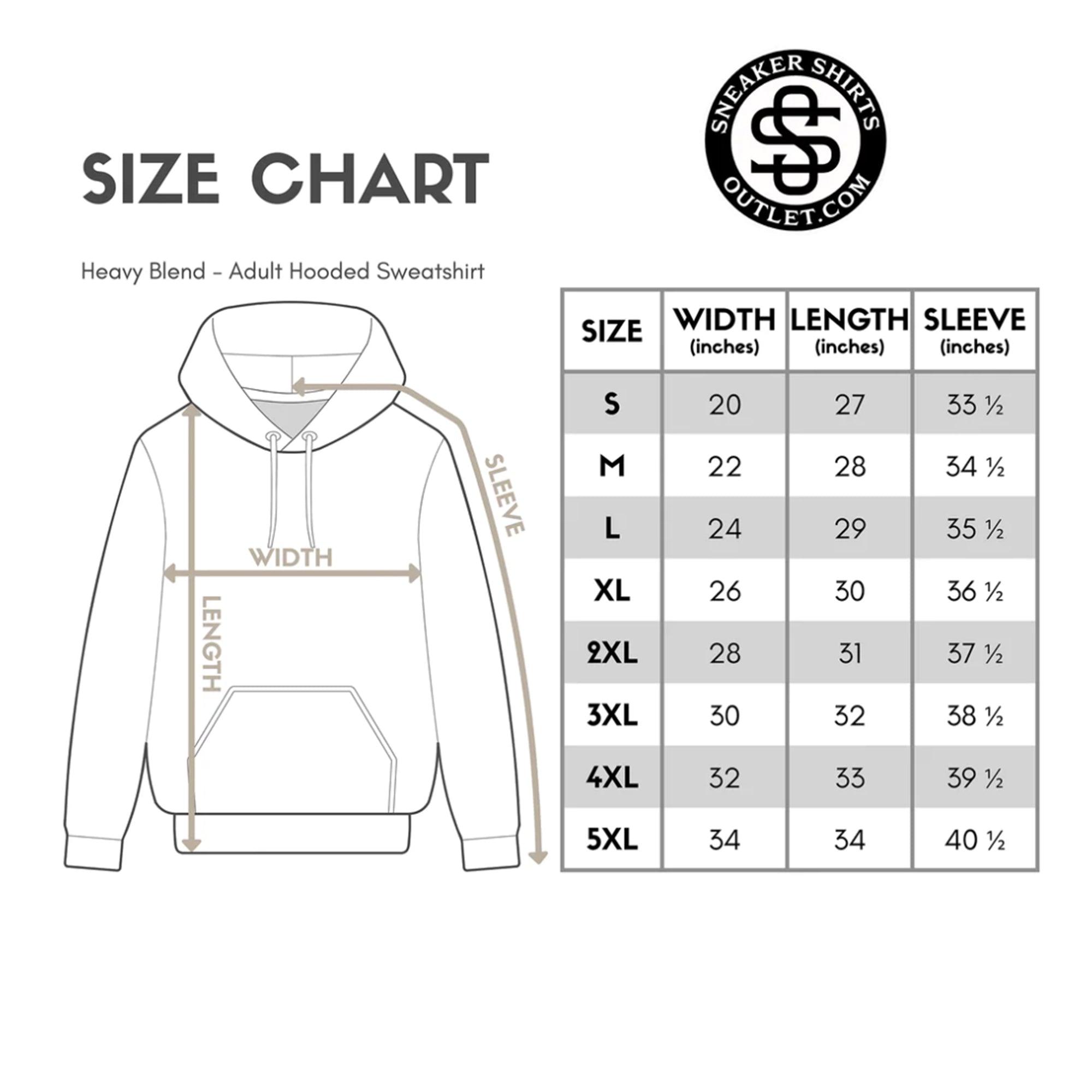 size chart for Slay Hoodie AJ 4 Retro White Oreo 2021 photo