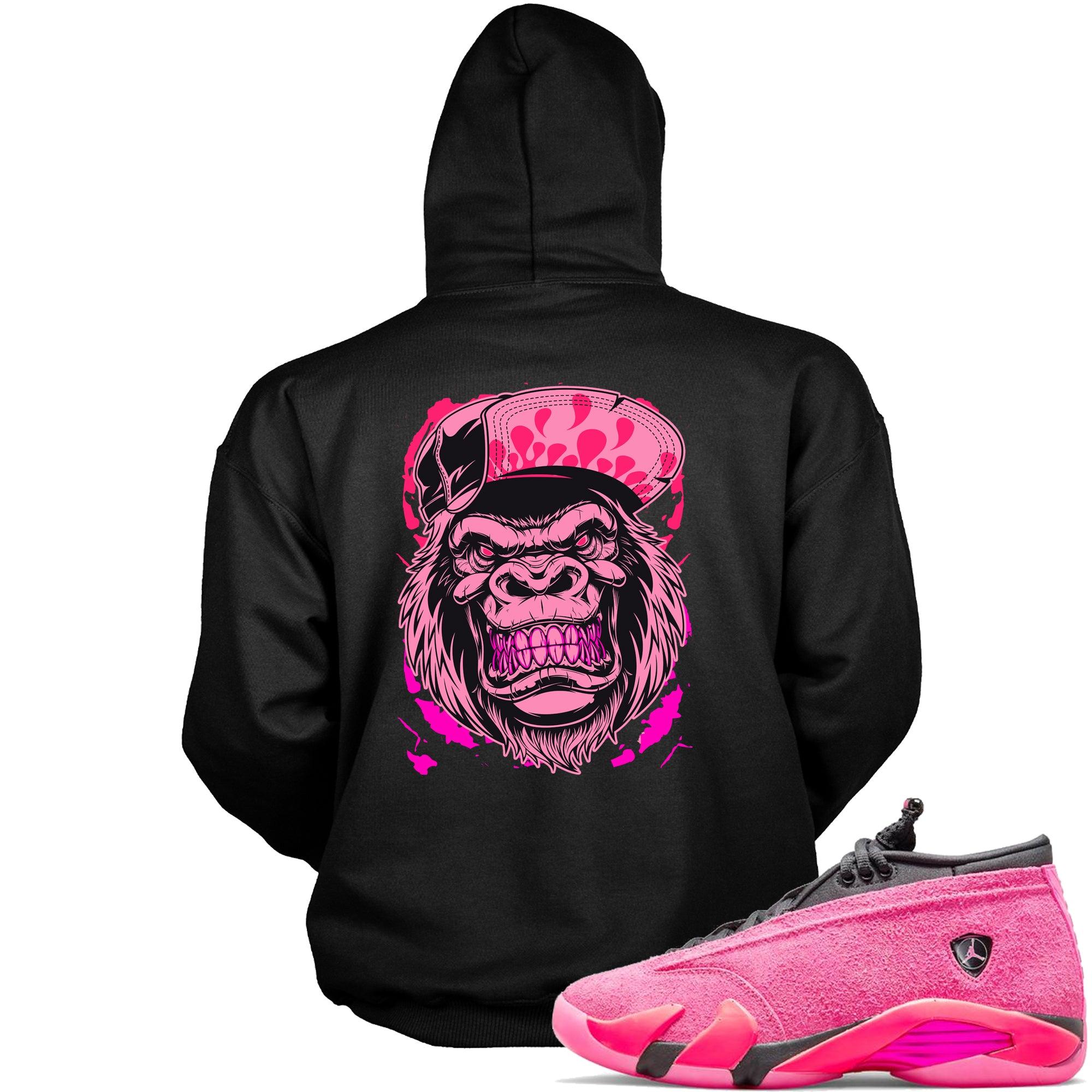 Black Gorilla Beast Hoodie AJ 14 Low Shocking Pink photo