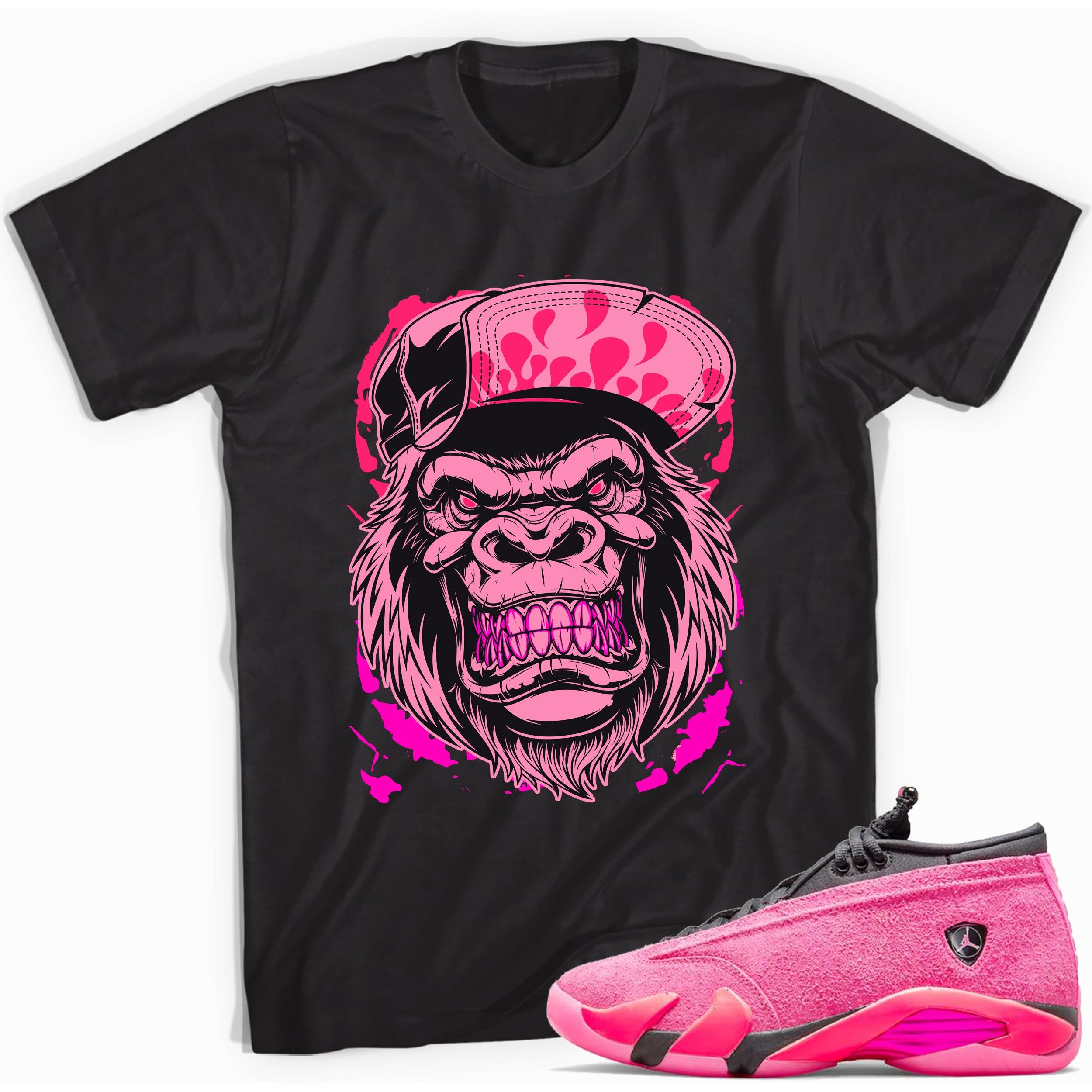 Black Gorilla Beast Shirt AJ 14 Low Shocking Pink photo