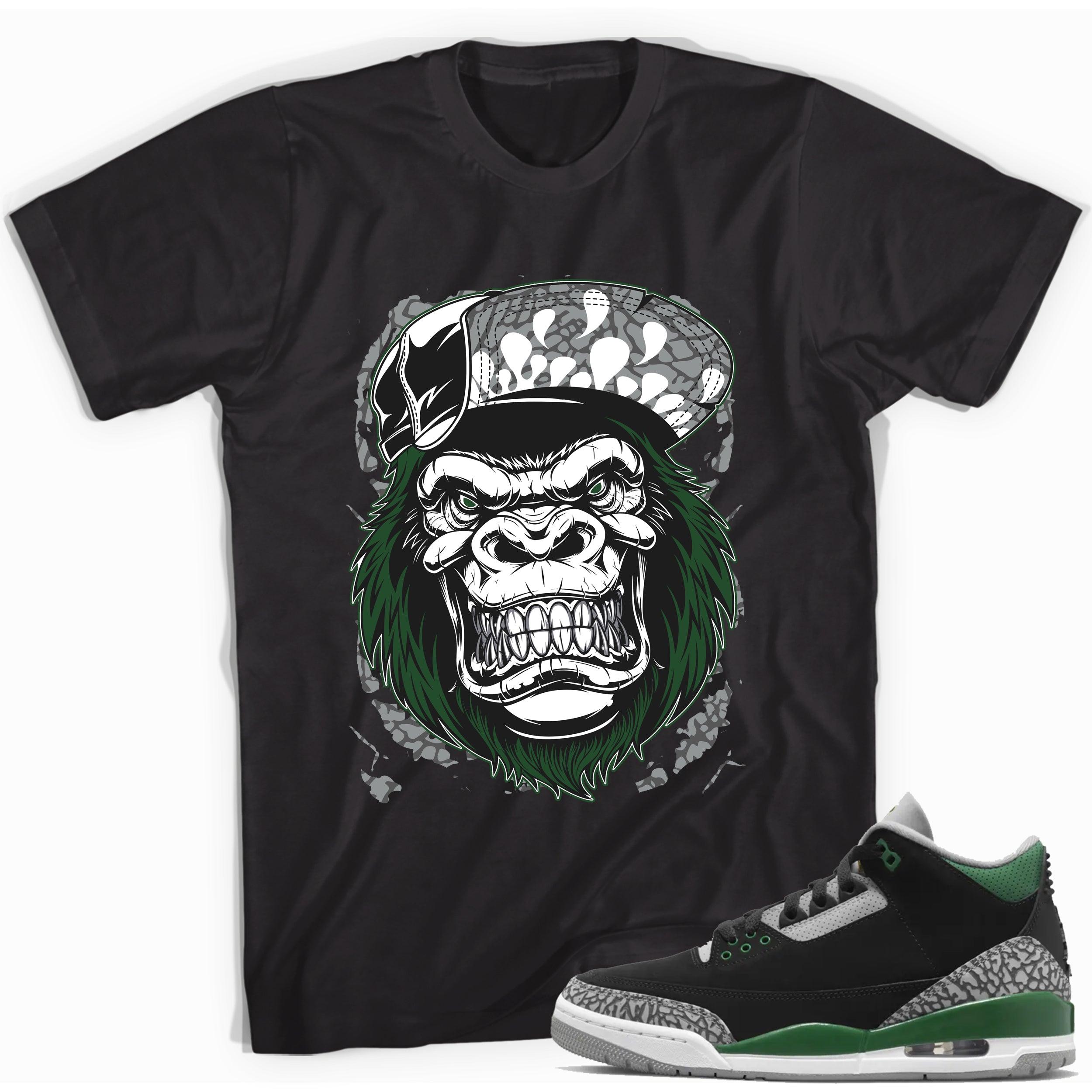 Black Gorilla Beast Shirt Jordan 3s Pine Green photo