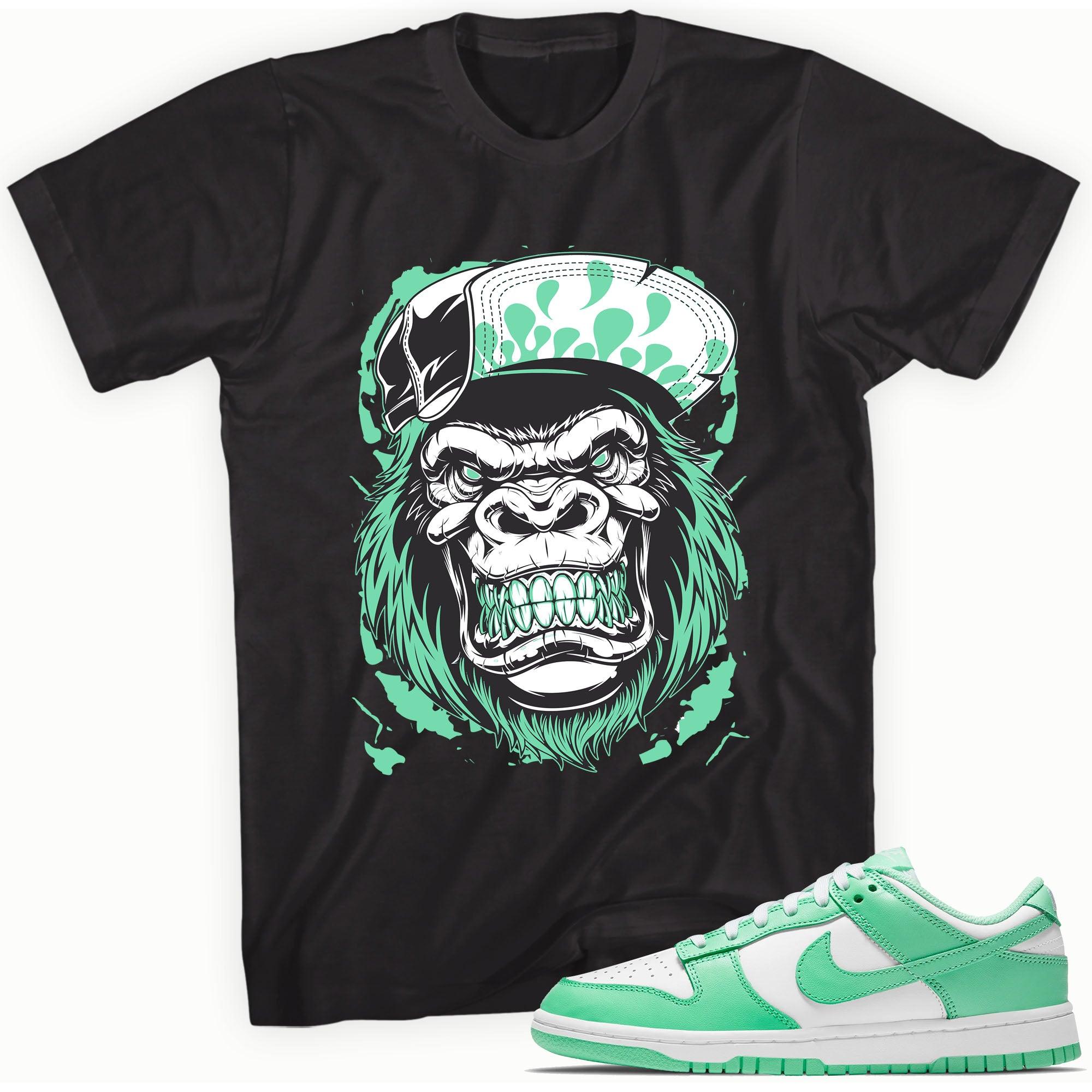 Black Gorilla Beast Shirt Nike Dunks Low Green Glow photo