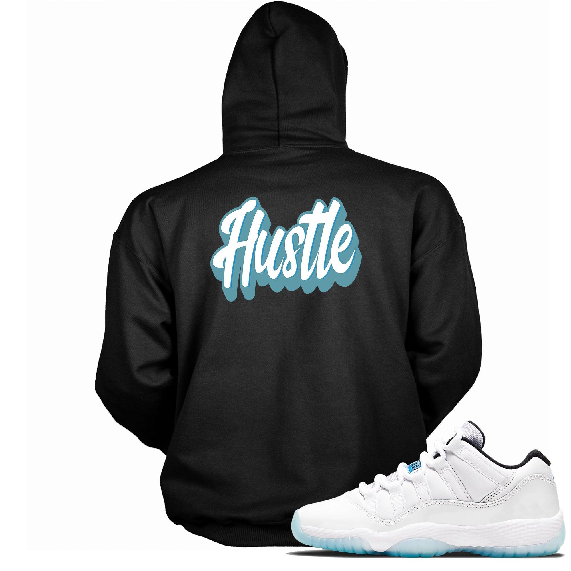 Black Hustle Hoodie AJ 11s Retro Low Legend Blue photo