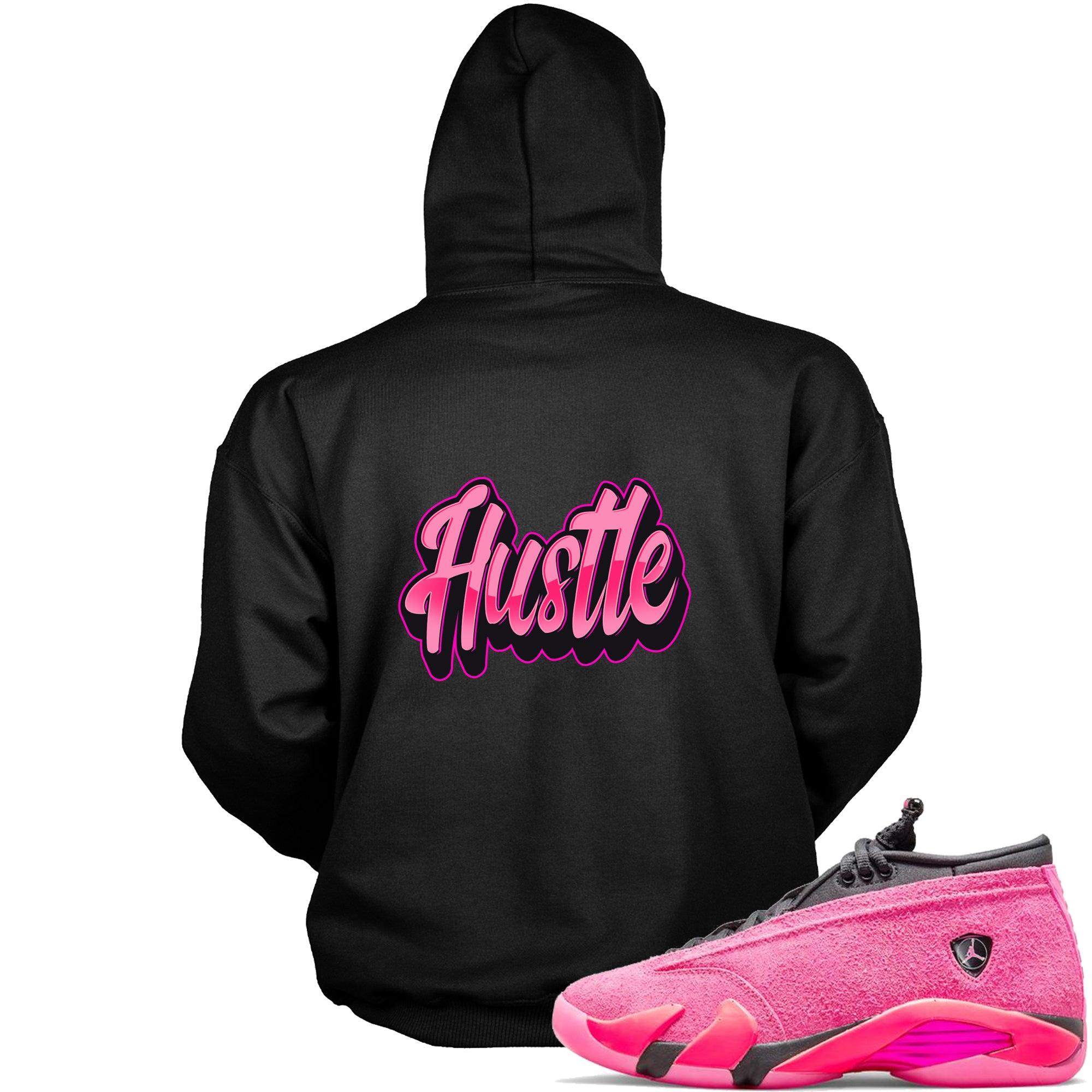 Black Hustle Hoodie AJ 14s Low Shocking Pink photo