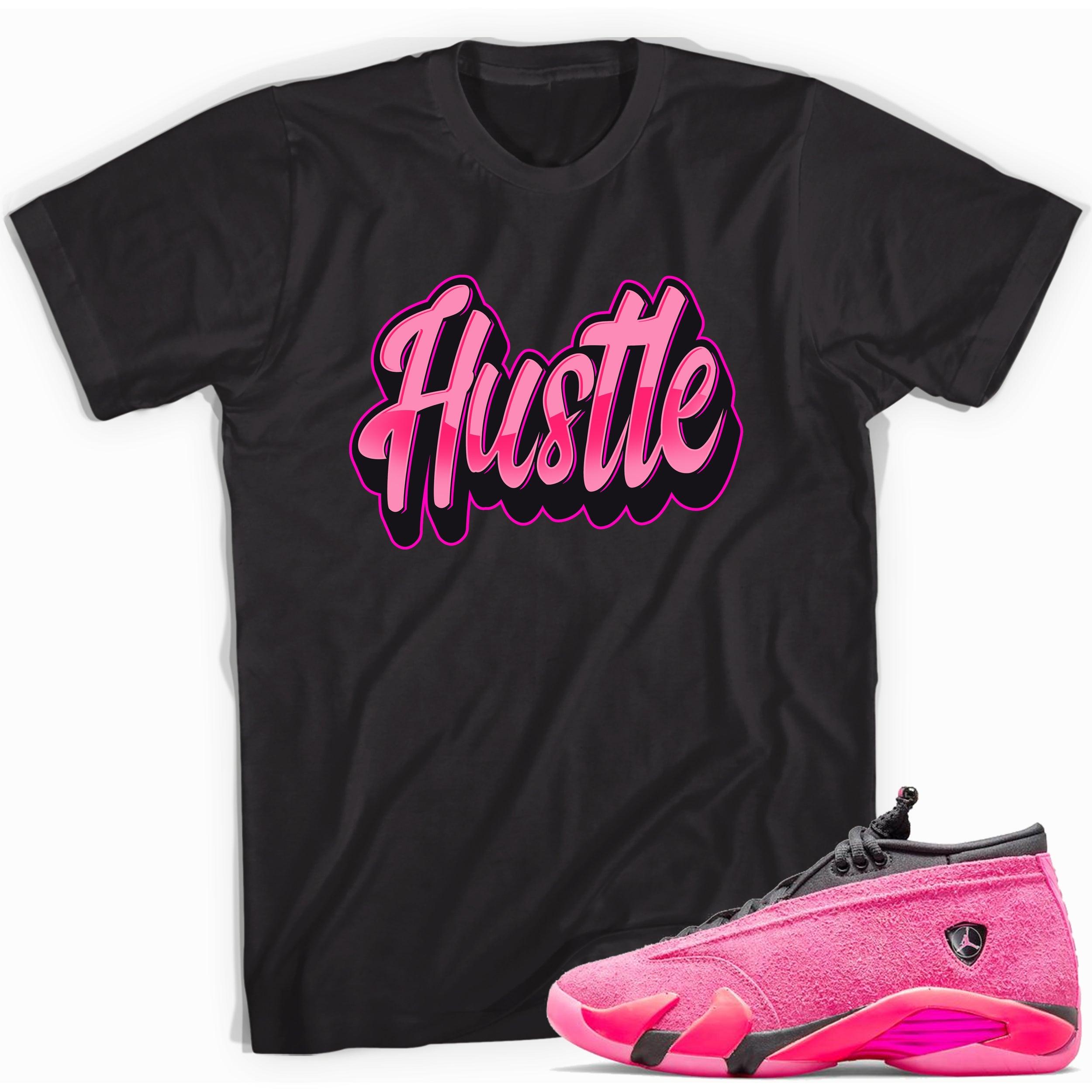 Black Hustle Shirt Jordan 14s Low Shocking Pink photo