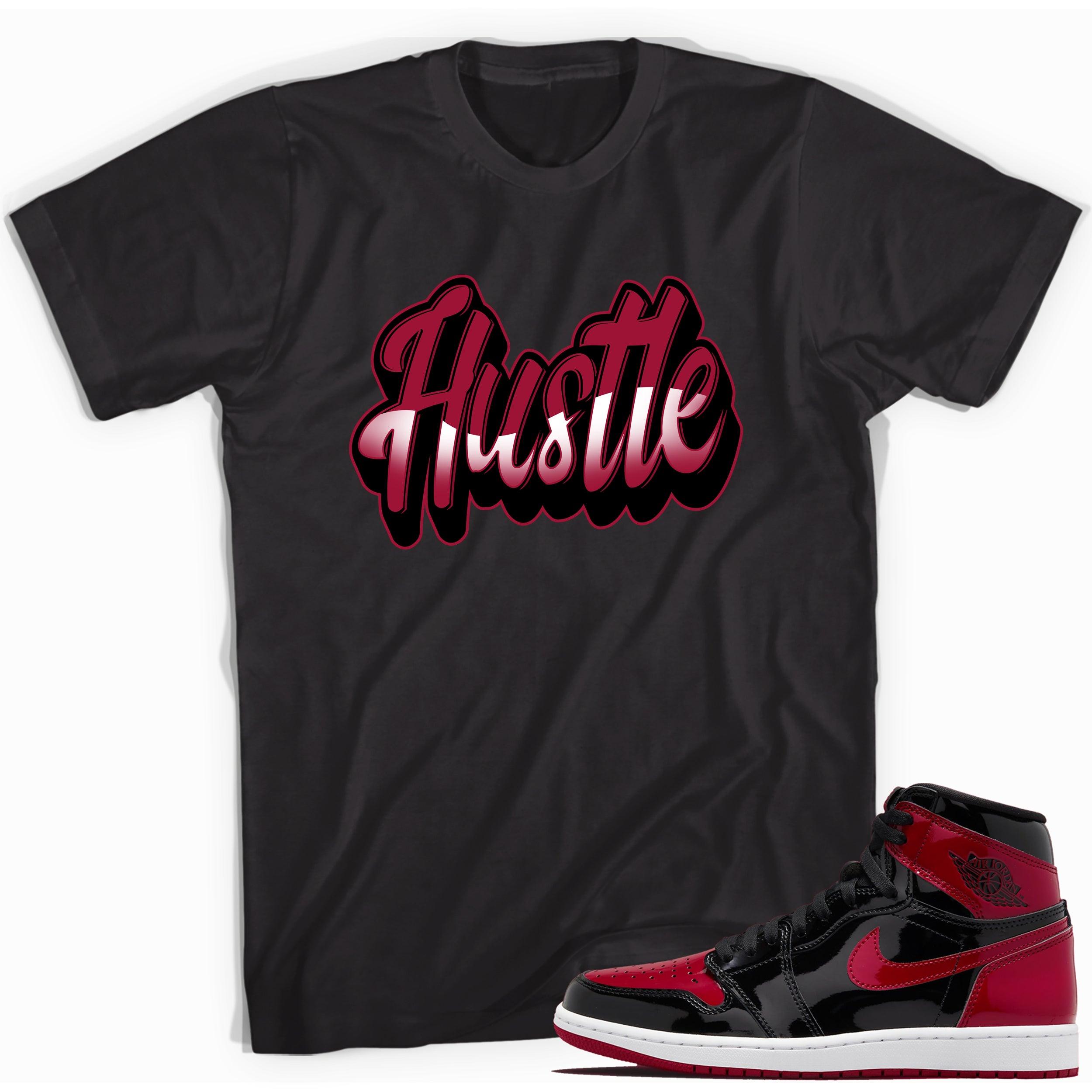 Black Hustle Shirt for Jordan 1s Bred Patent photo