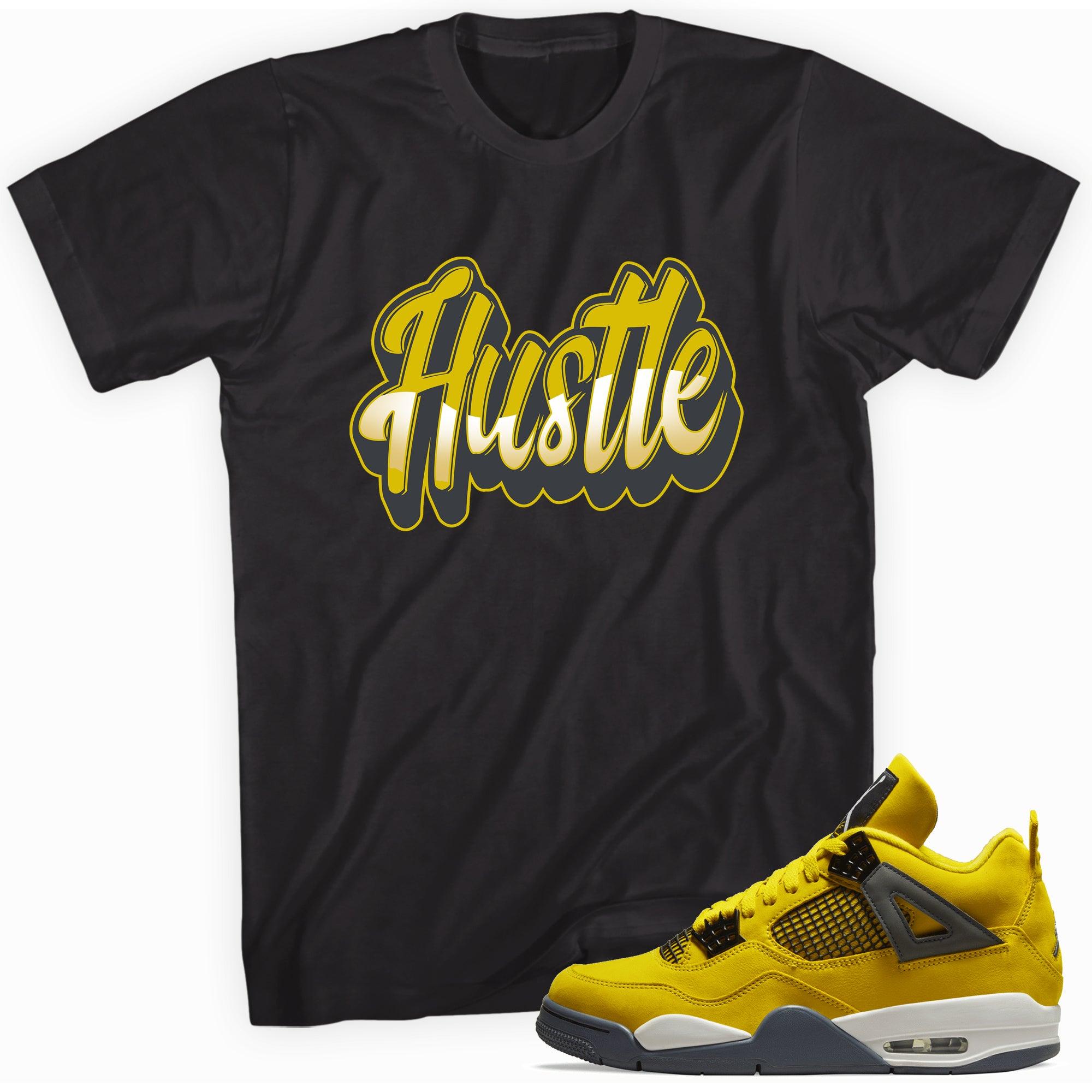 Black Hustle Shirt Jordan 4s Retro Lightning photo