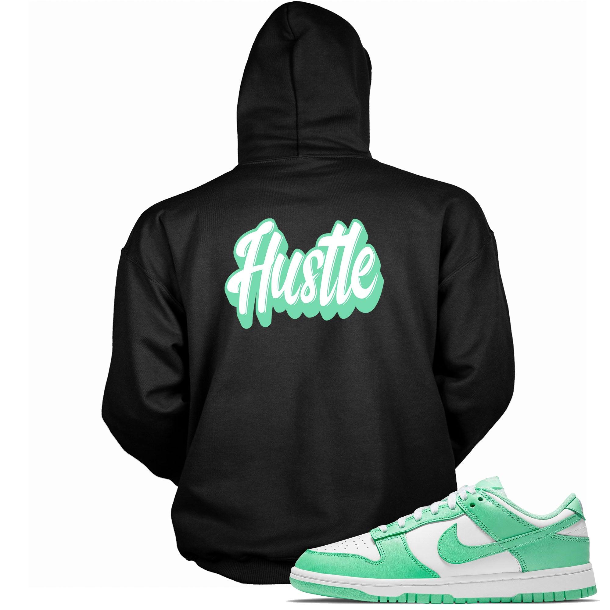 Black Hustle Hoodie Nike Dunks Low Green Glow photo