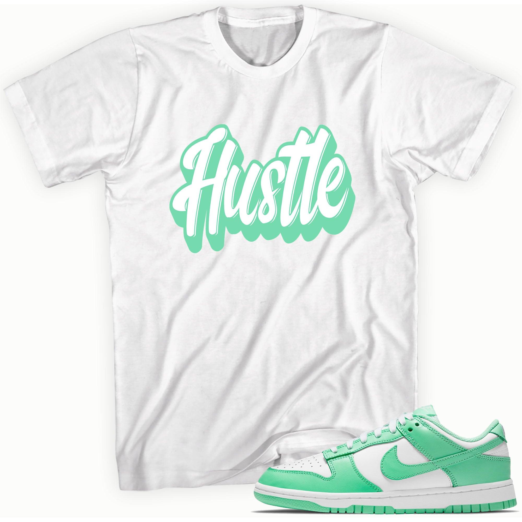 White Hustle Shirt Nike Dunks Low Green Glow photo