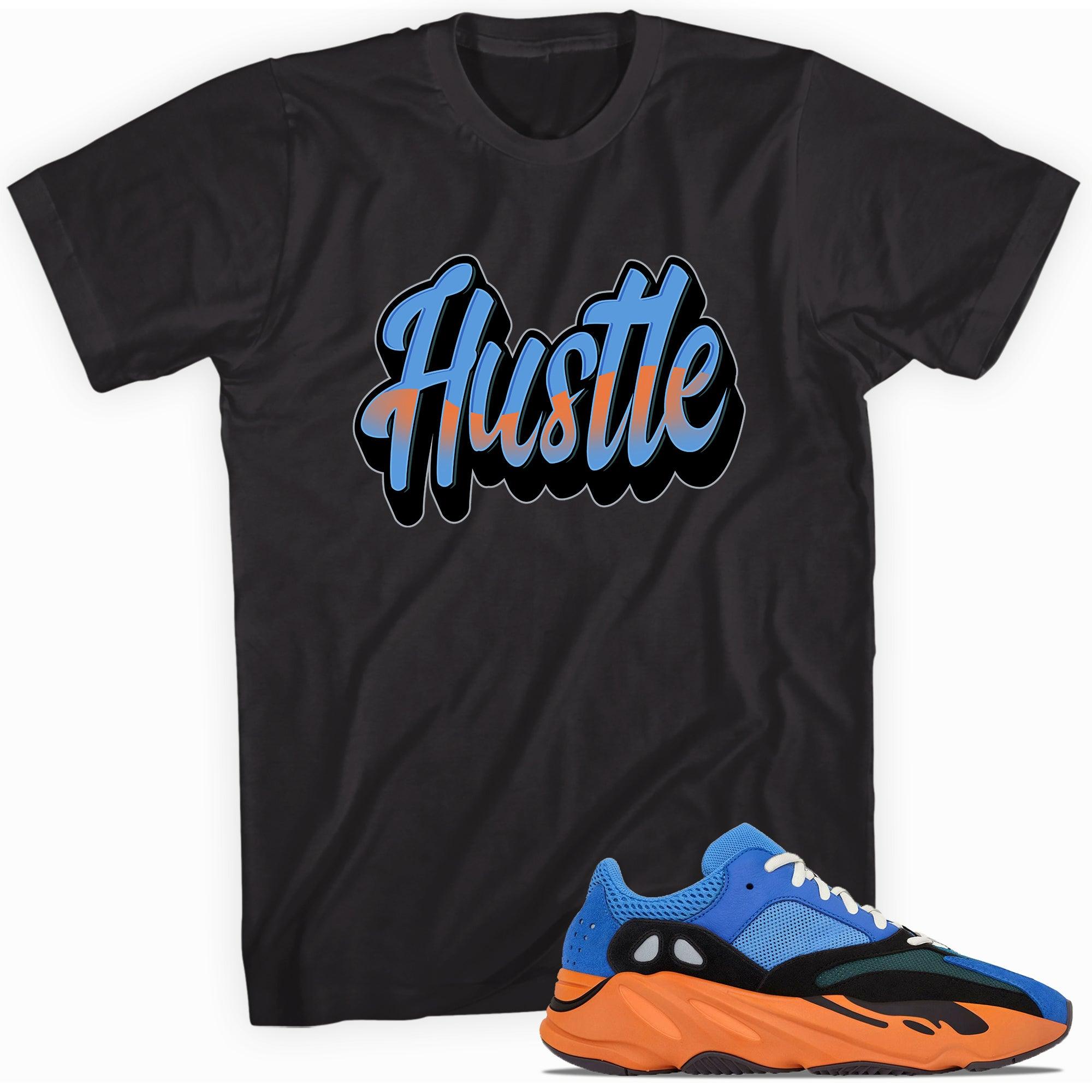 Black Hustle Shirt Yeezy Boost 700s Bright Blue photo