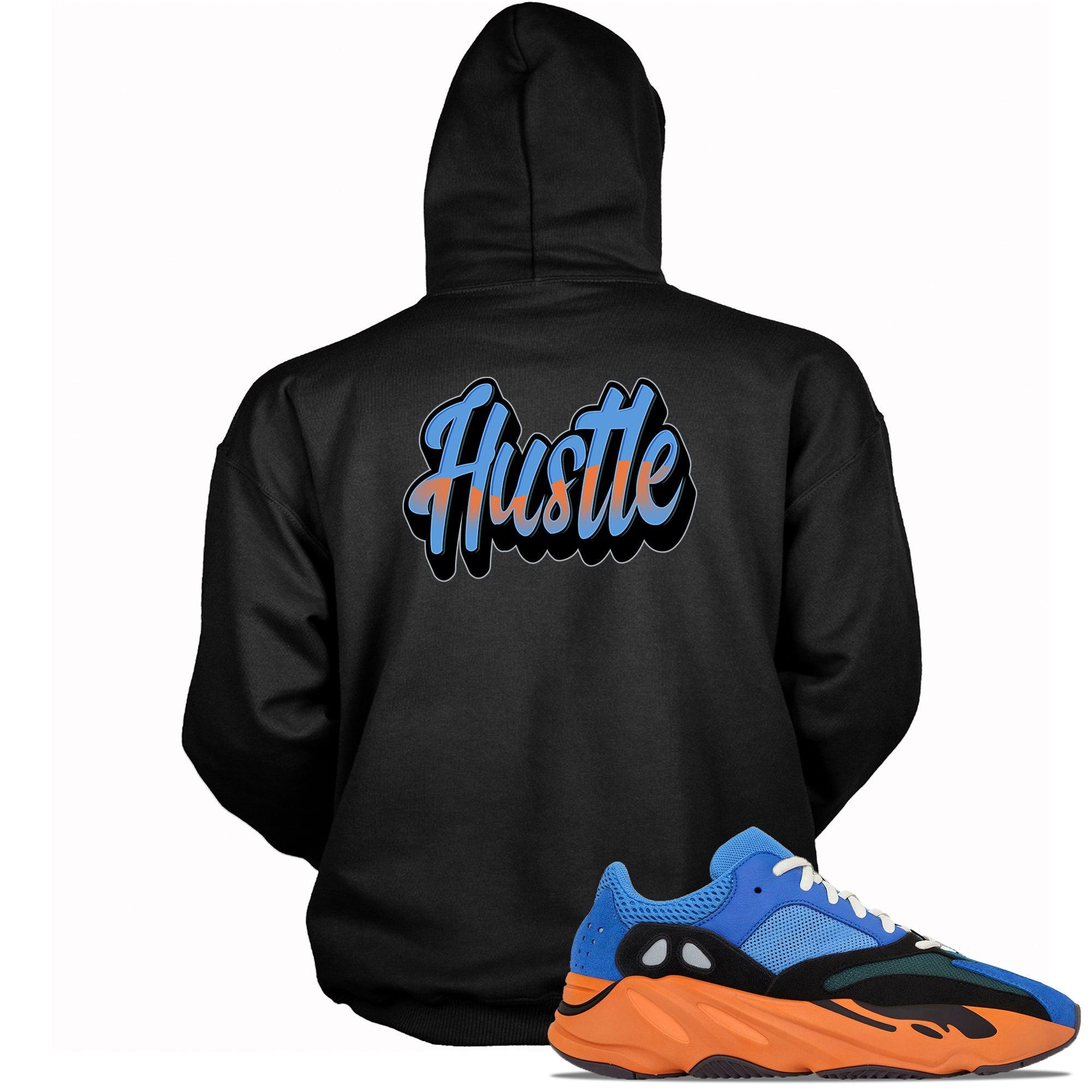 Black Hustle Hoodie Yeezy Boost 700s Bright Blue photo