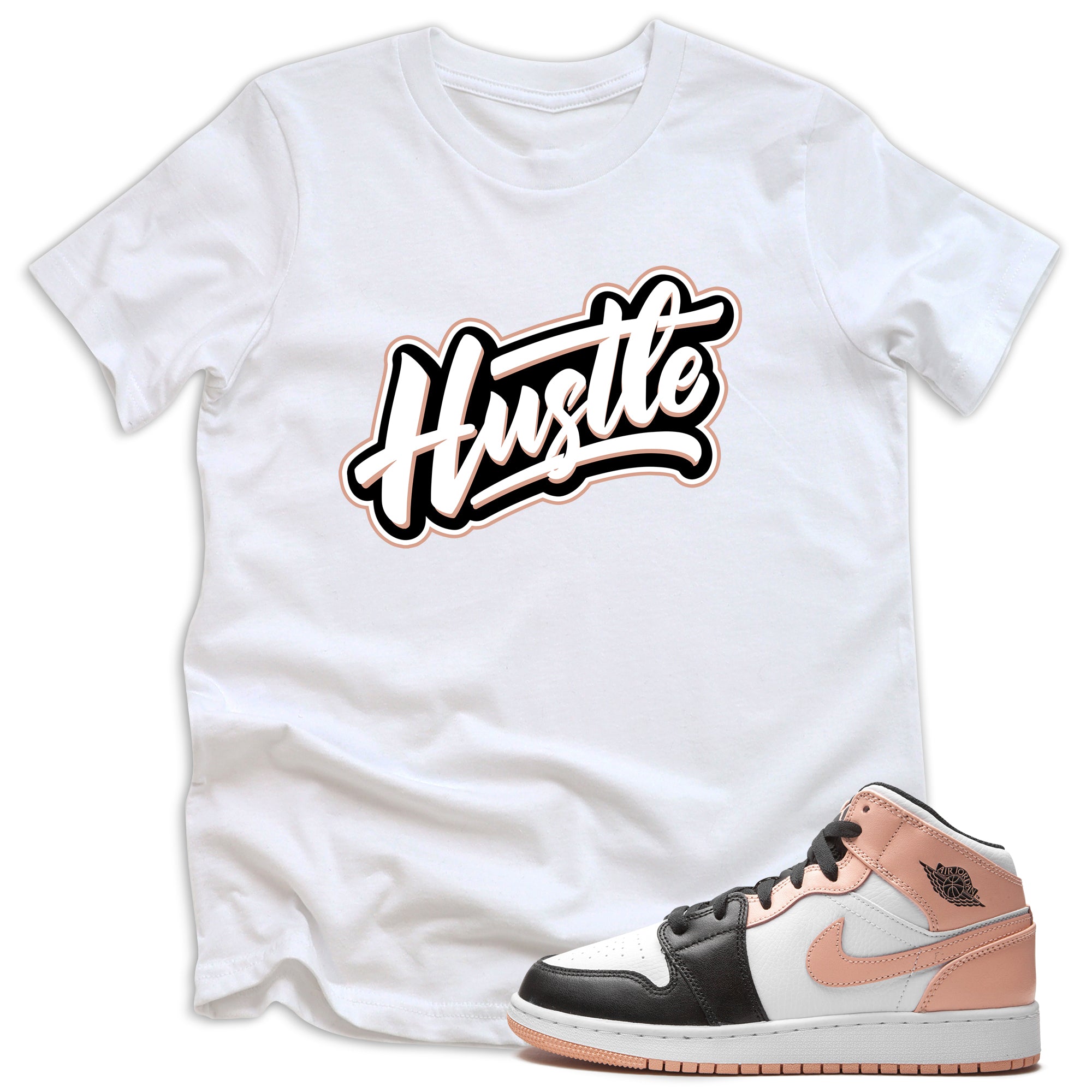 youth Hustle Shirt AJ 1 Mid Arctic Orange Black Toe photo