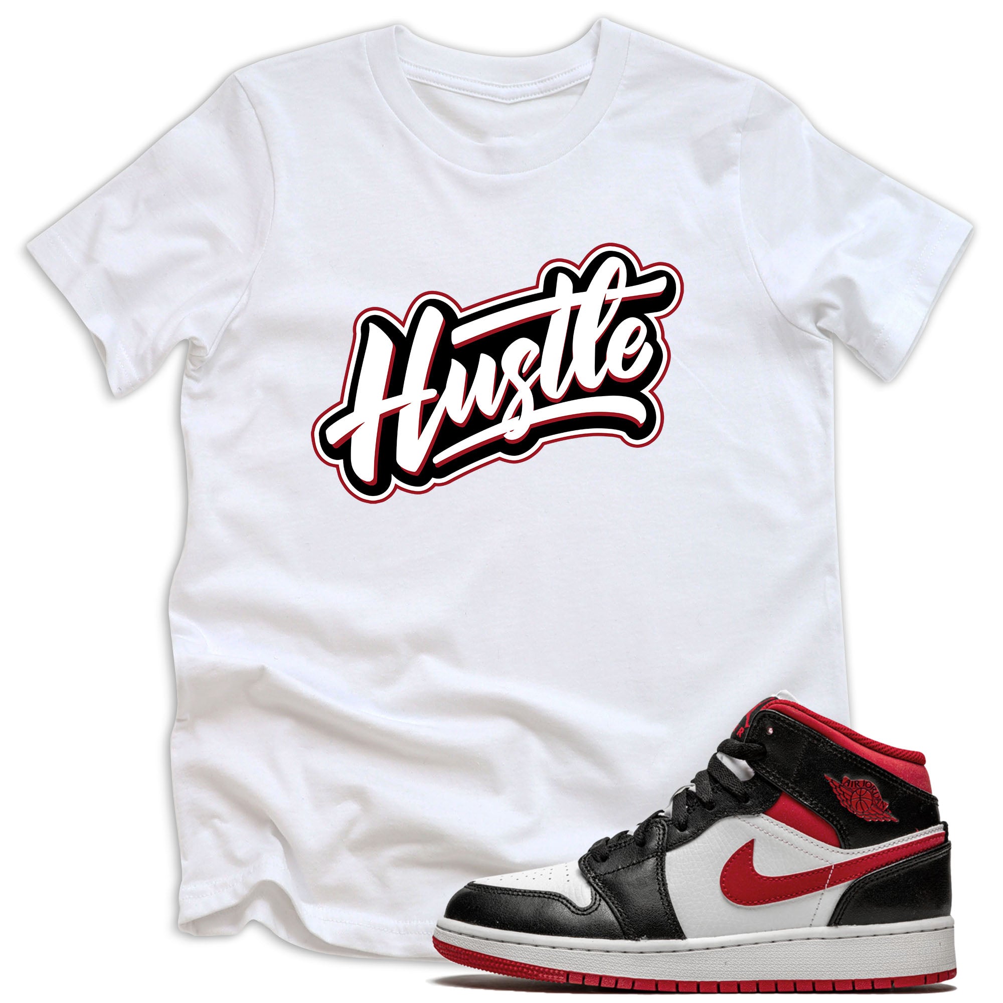 Air Jordan 1 Mid Gym Red Black White Kids Shirt - Hustle