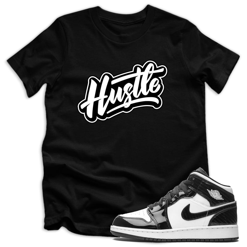 youth Hustle Shirt AJ 1 Mid SE All-Star Carbon Fiber 2021 photo