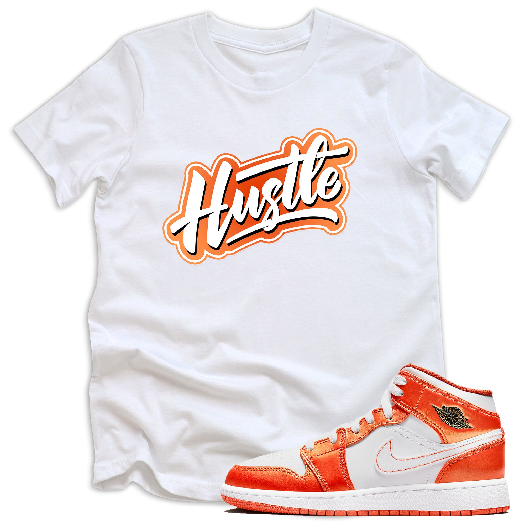 kids Hustle Shirt AJ 1 Mid Metallic Orange photo