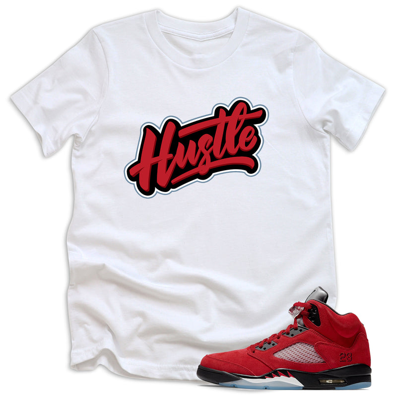kids Hustle Shirt AJ 5 Retro Raging Bull Red photo