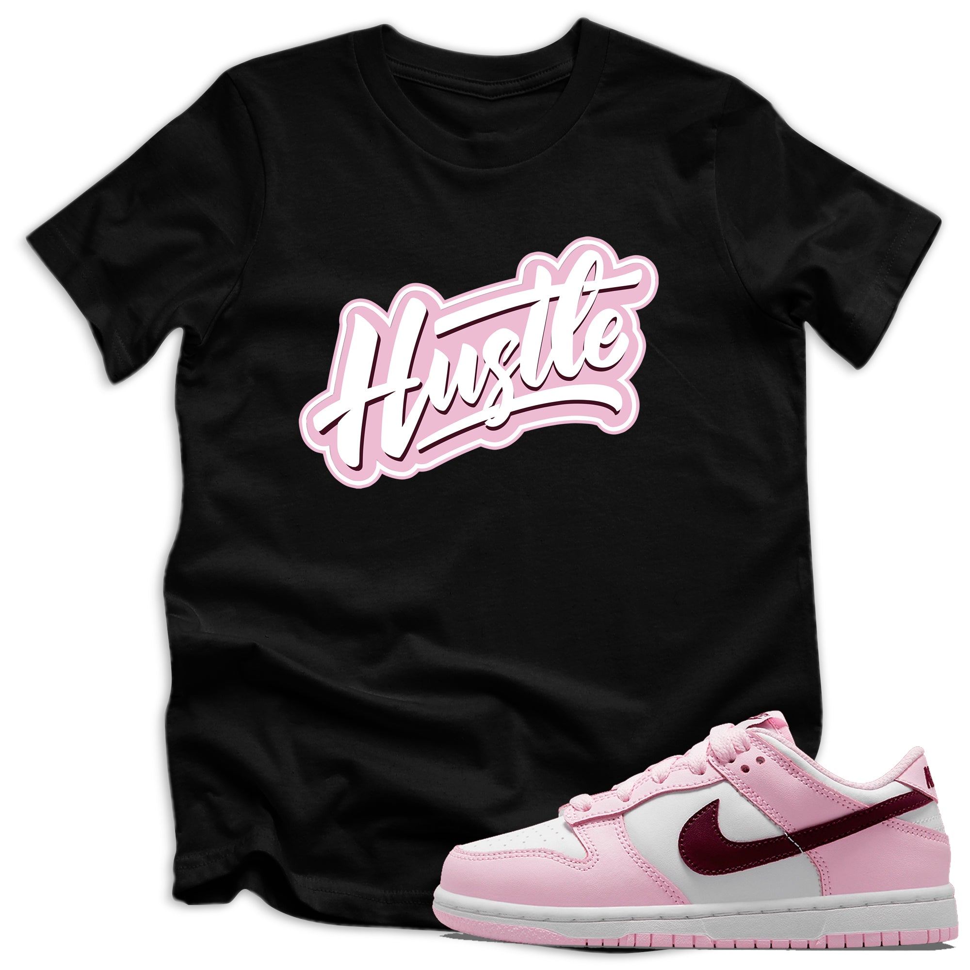 youth Hustle Shirt Nike Dunk Low Pink Red White photo