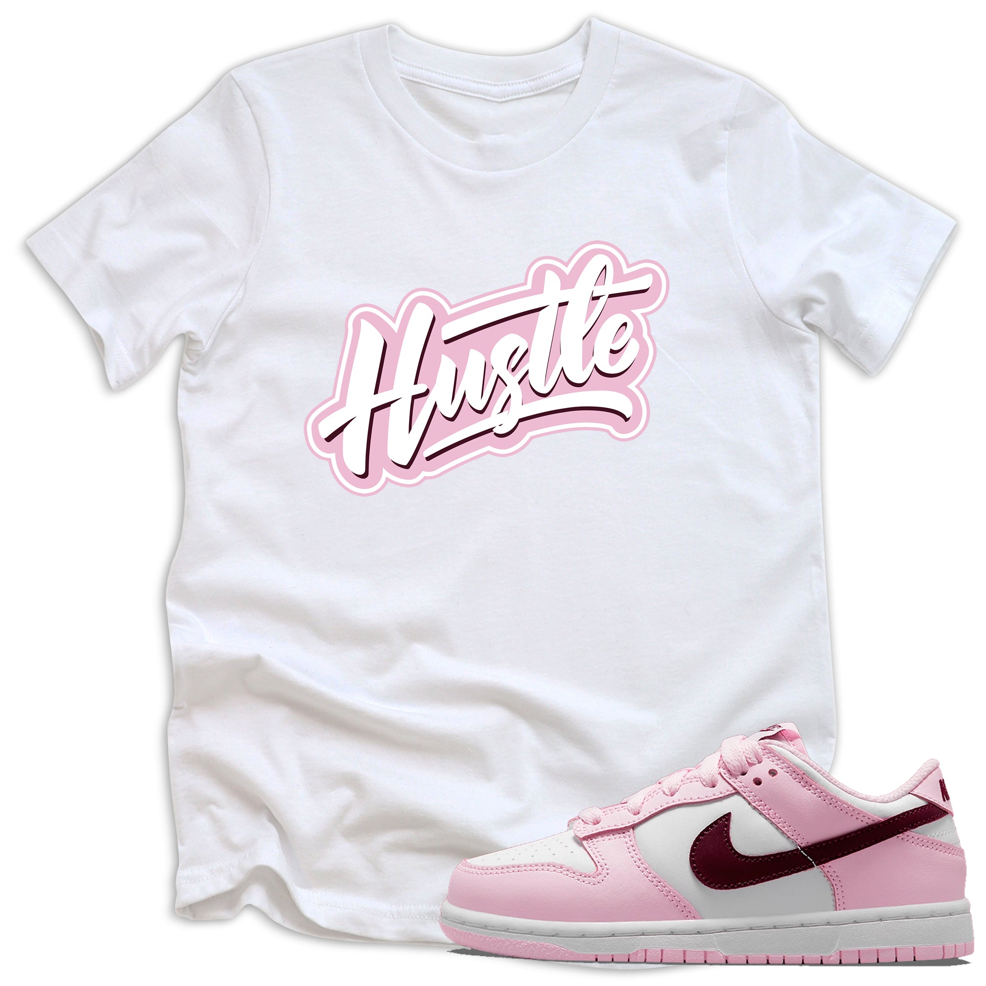 kids Hustle Shirt Nike Dunk Low Pink Red White photo