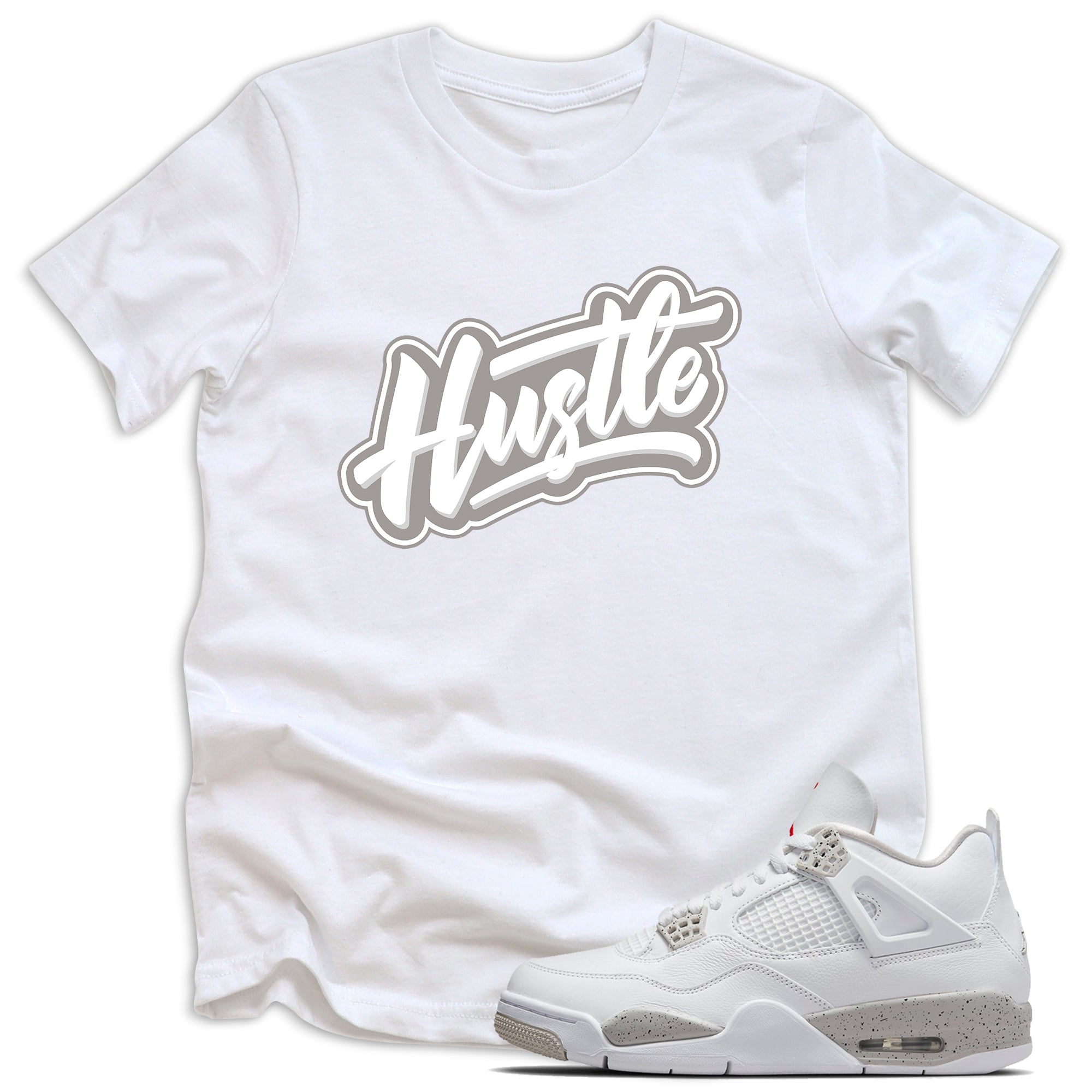 kids Hustle Shirt AJ 4 Retro White Oreo photo