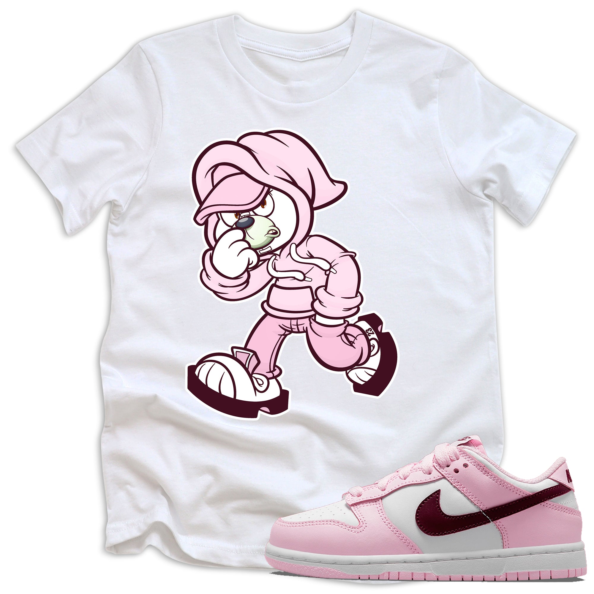 kids Hoodie Bear Shirt Nike Dunk Low Pink Red White GS photo