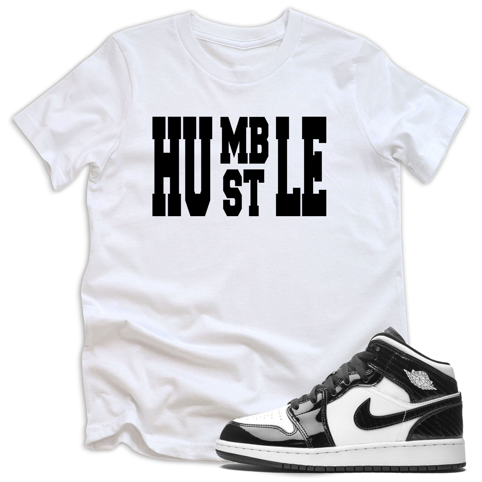 kids Humble Hustle Shirt AJ 1 Mid SE All- Star Carbon Fiber 2021 photo