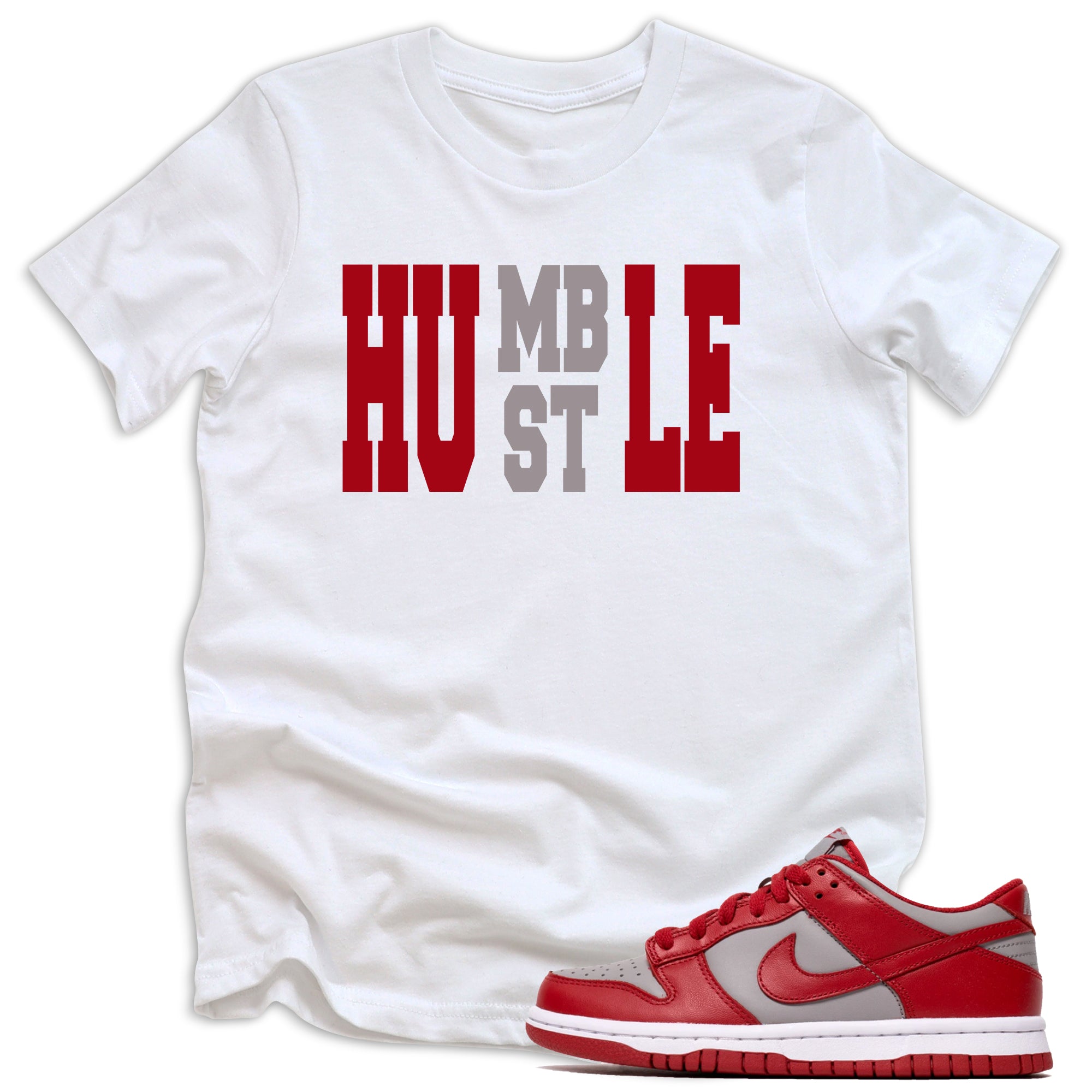 Humble Hustle Shirt Nike Dunk Low Retro Medium Grey Varsity Red UNLV photo