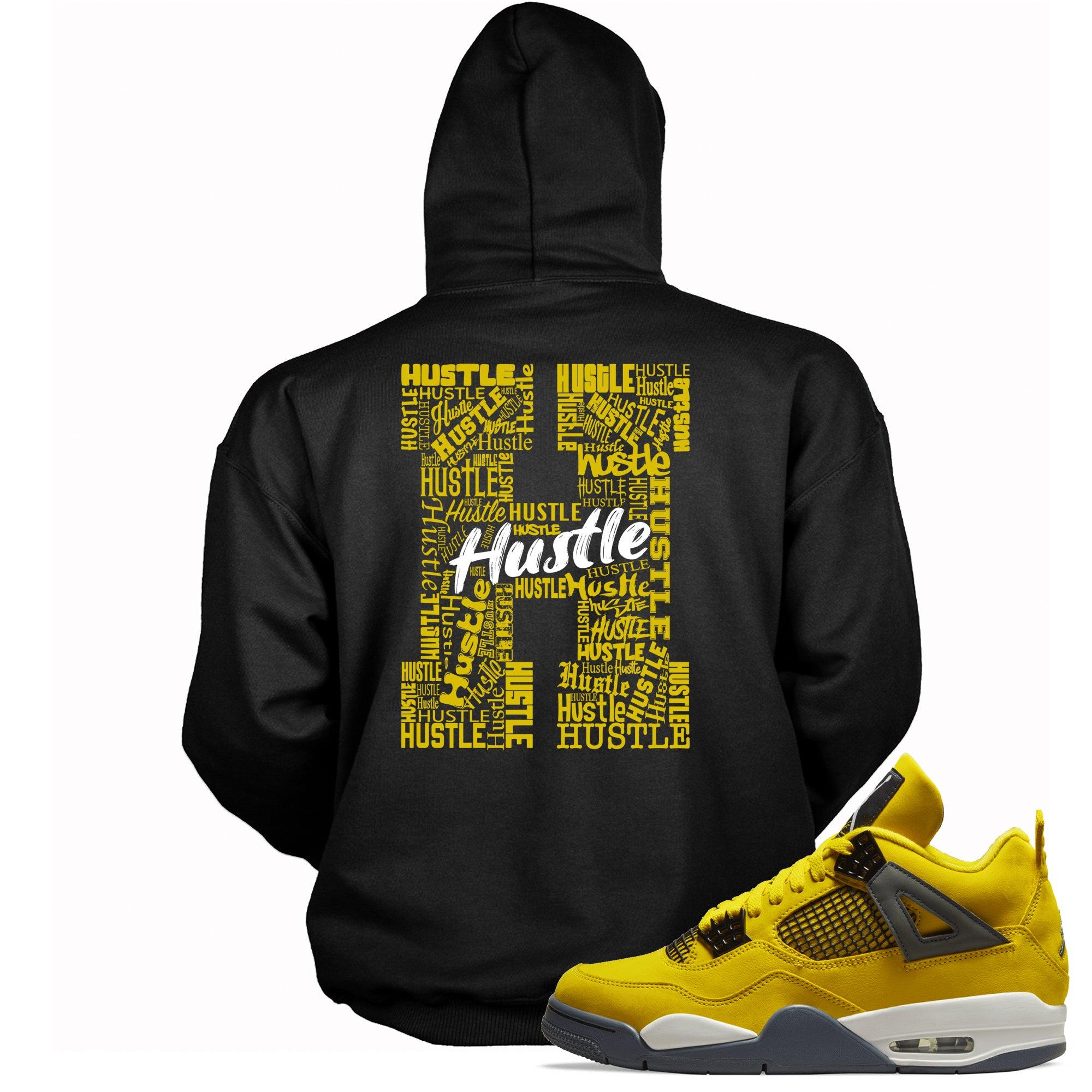 Black H For Hustle Hoodie Jordan 4s Retro Lightning photo
