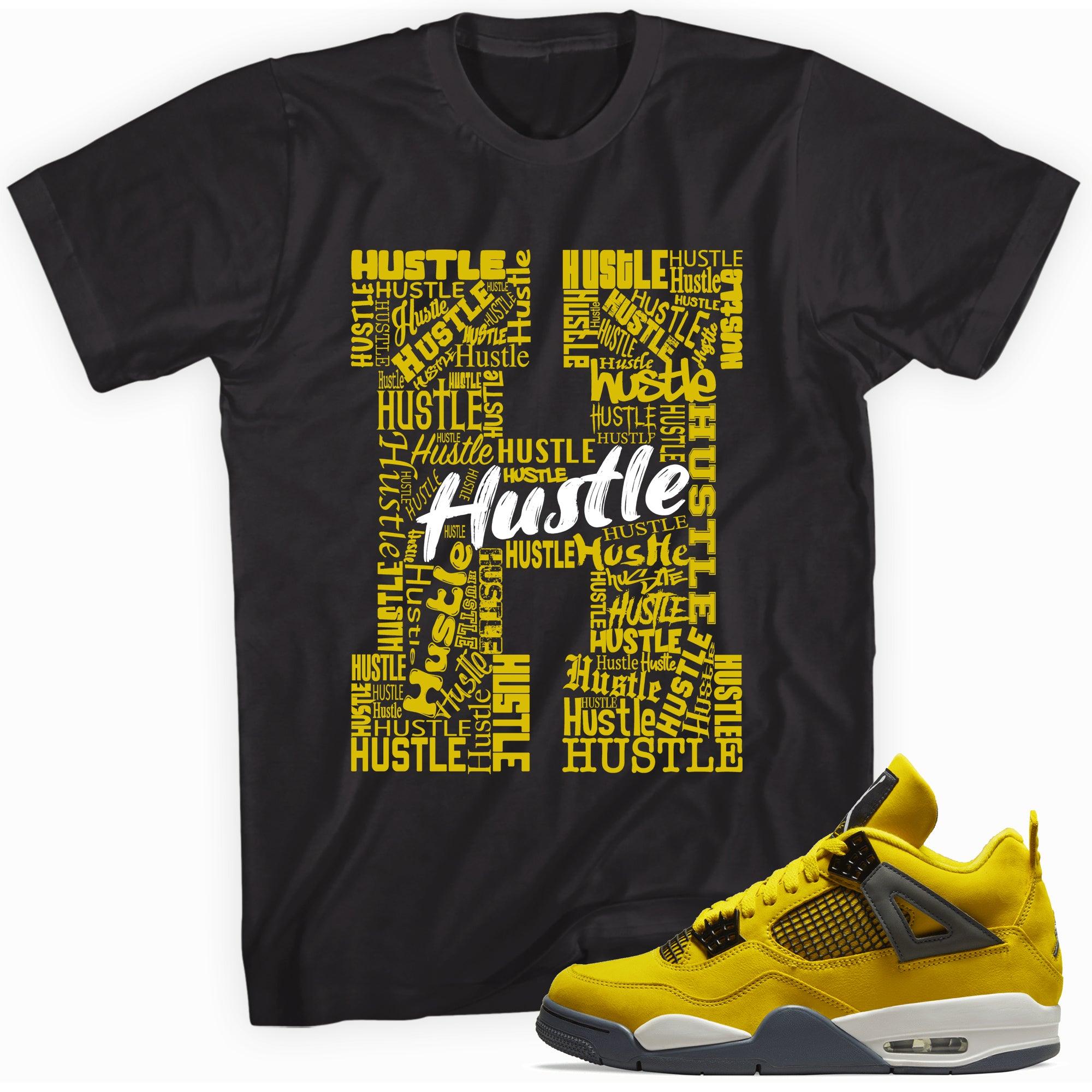 Black H Is For Hustle Shirt Jordan 4s Retro Lightning photo