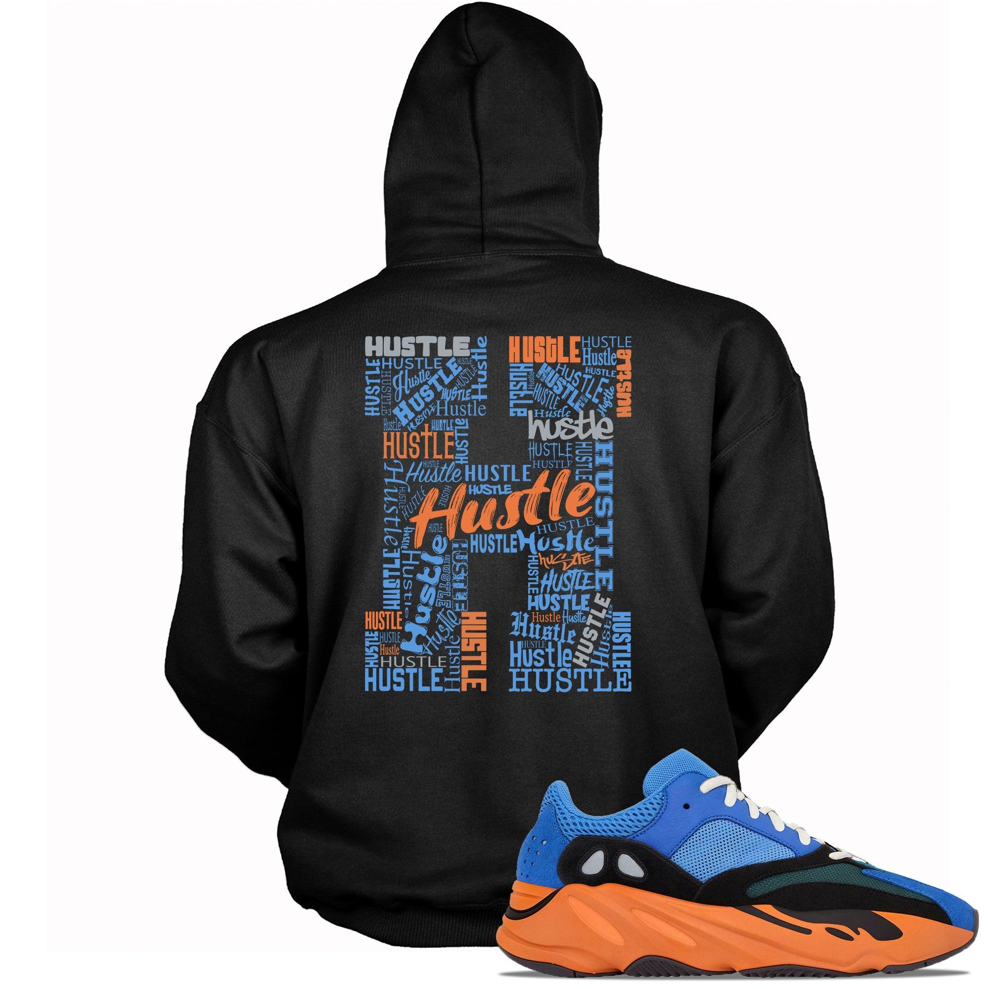 Black H For Hustle Hoodie Yeezy Boost 700 Bright Blue photo